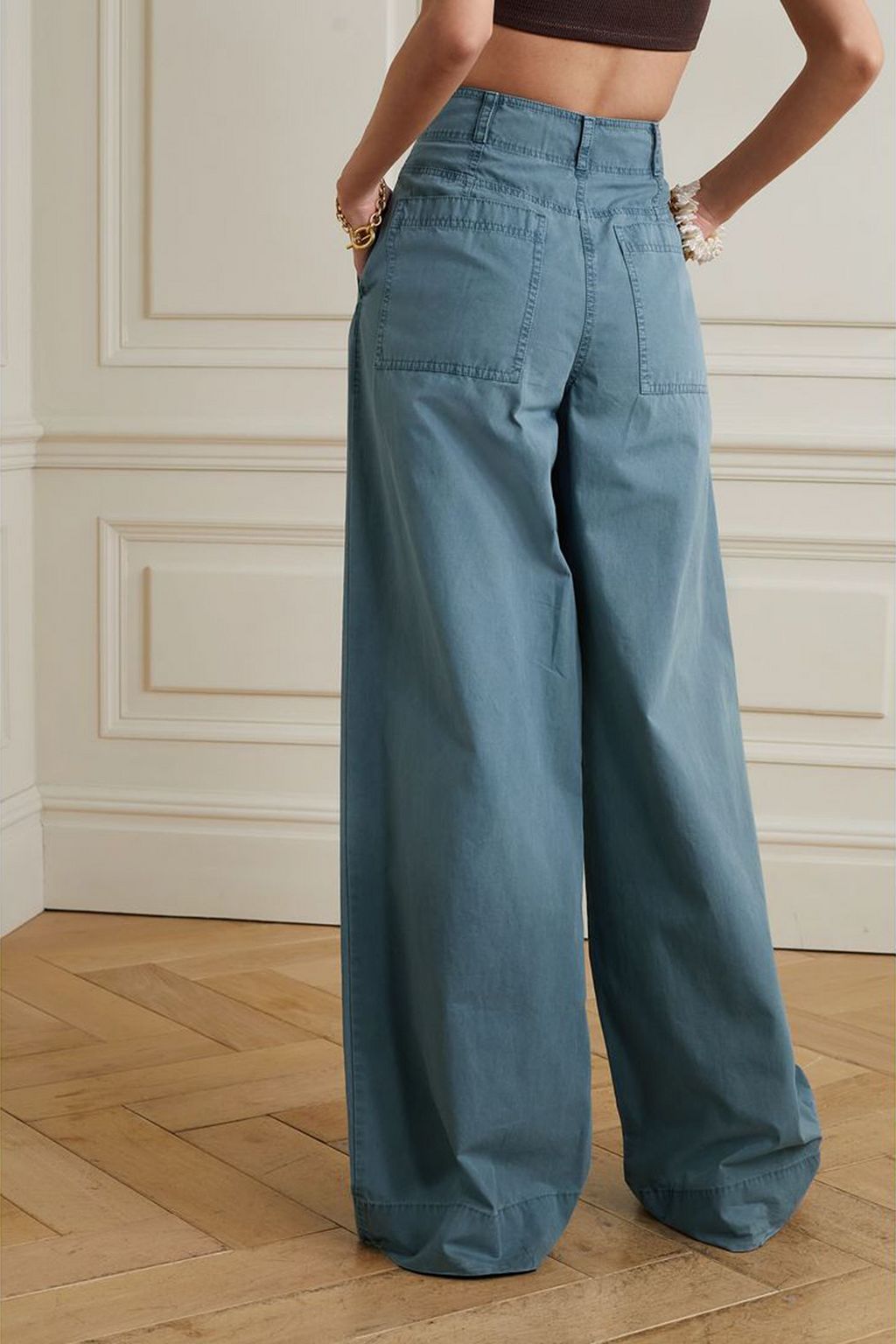 ULLA JOHNSON Claude pleated cotton-canvas wide-leg pants
