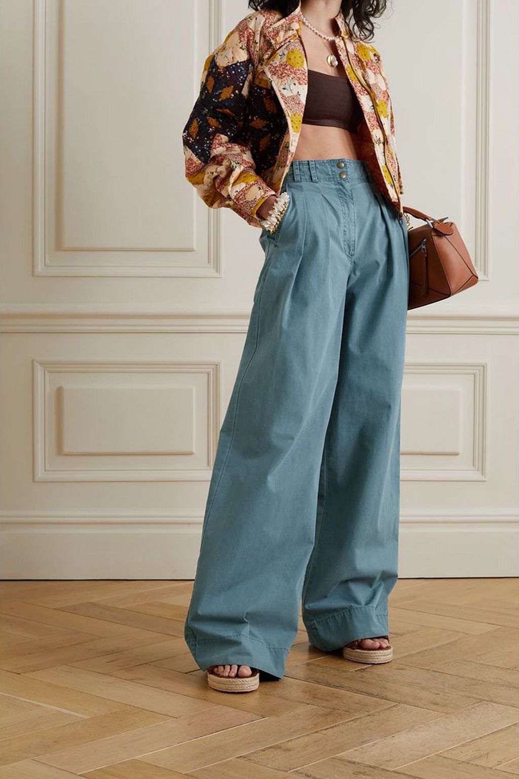 ULLA JOHNSON Claude pleated cotton-canvas wide-leg pants