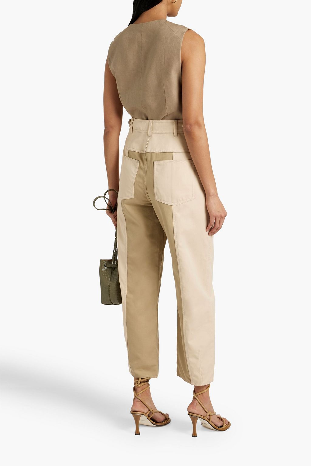 ULLA JOHNSON August two-tone cotton-twill straight-leg pants