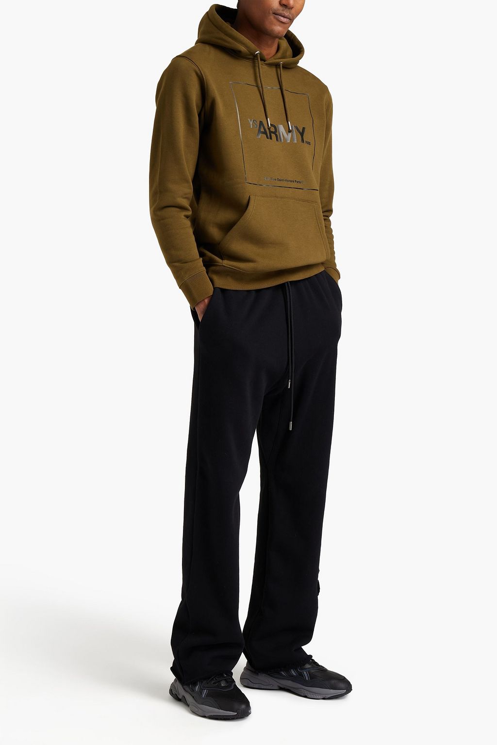 YVES SALOMON Appliquéd cotton-fleece pants