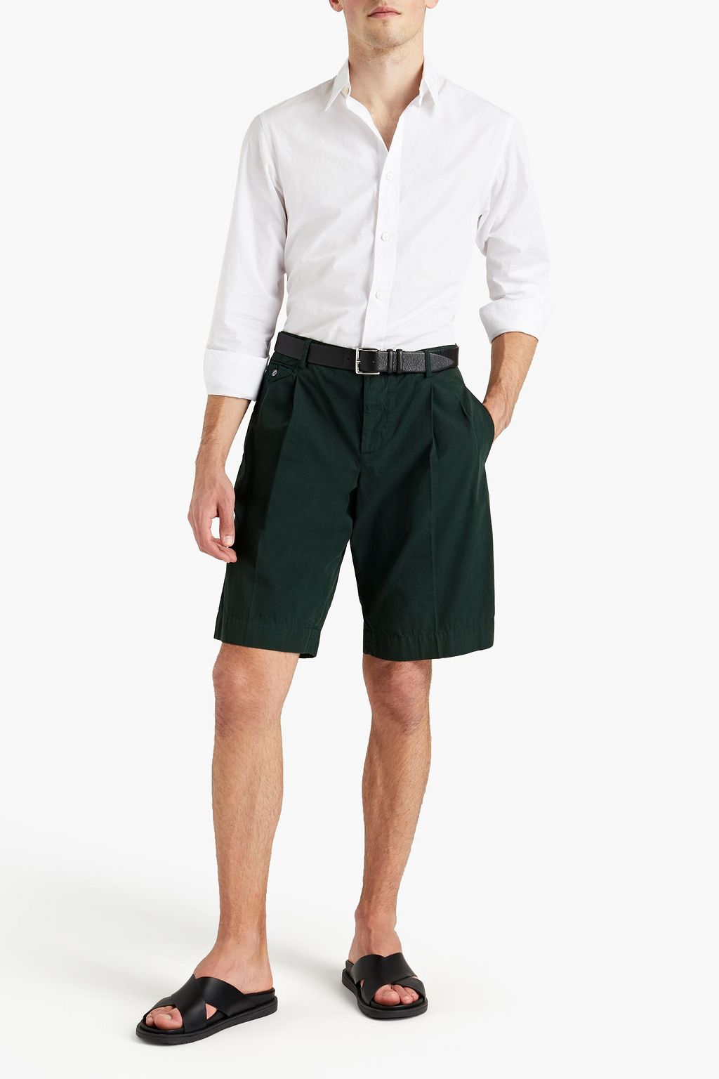 DOLCE & GABBANA Pleated cotton-canvas chino shorts