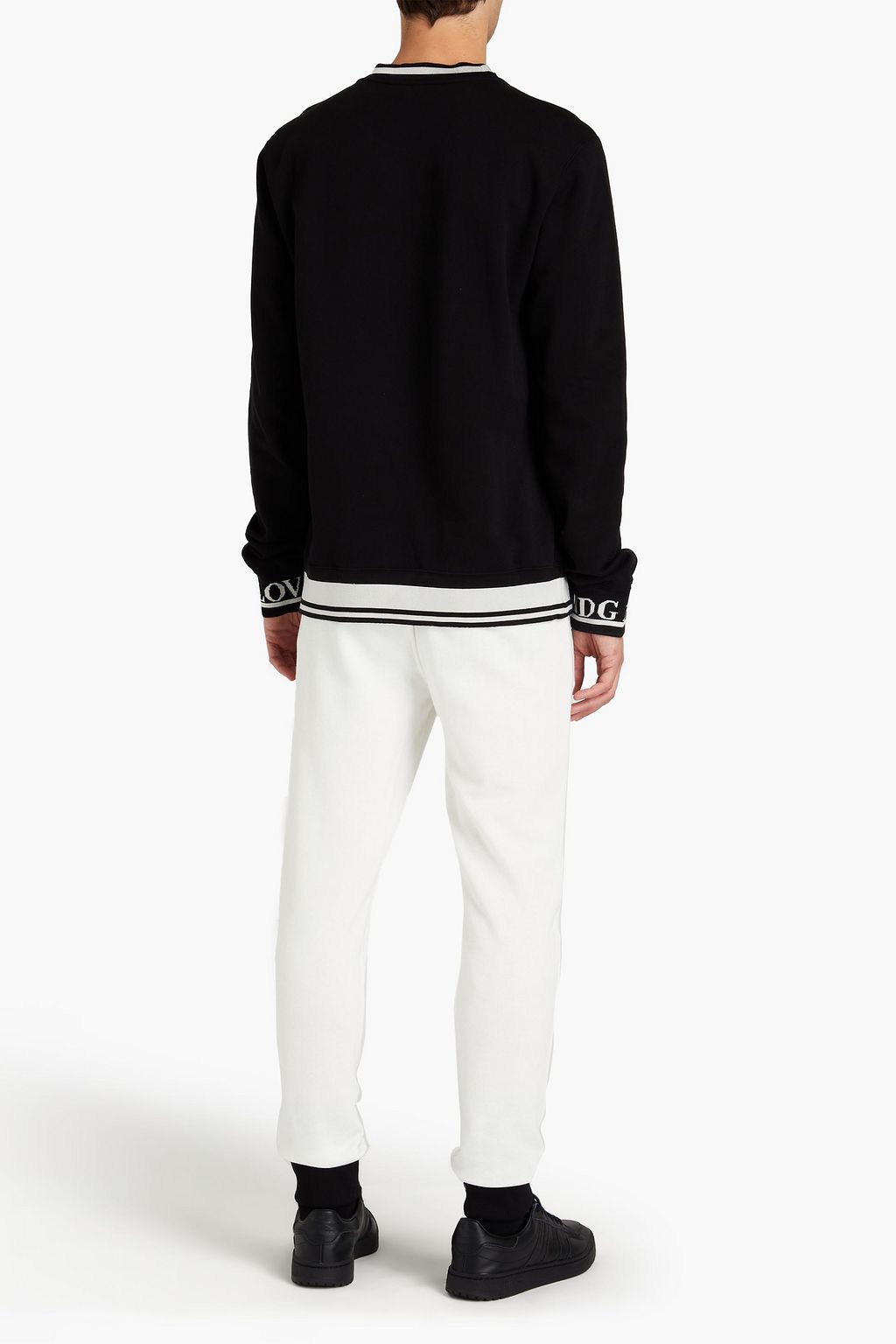 DOLCE & GABBANA Two-tone French cotton-terry sweatpants