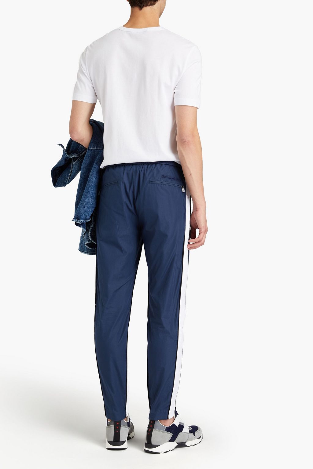 DOLCE&GABBANA Tapered striped cotton-poplin track pants