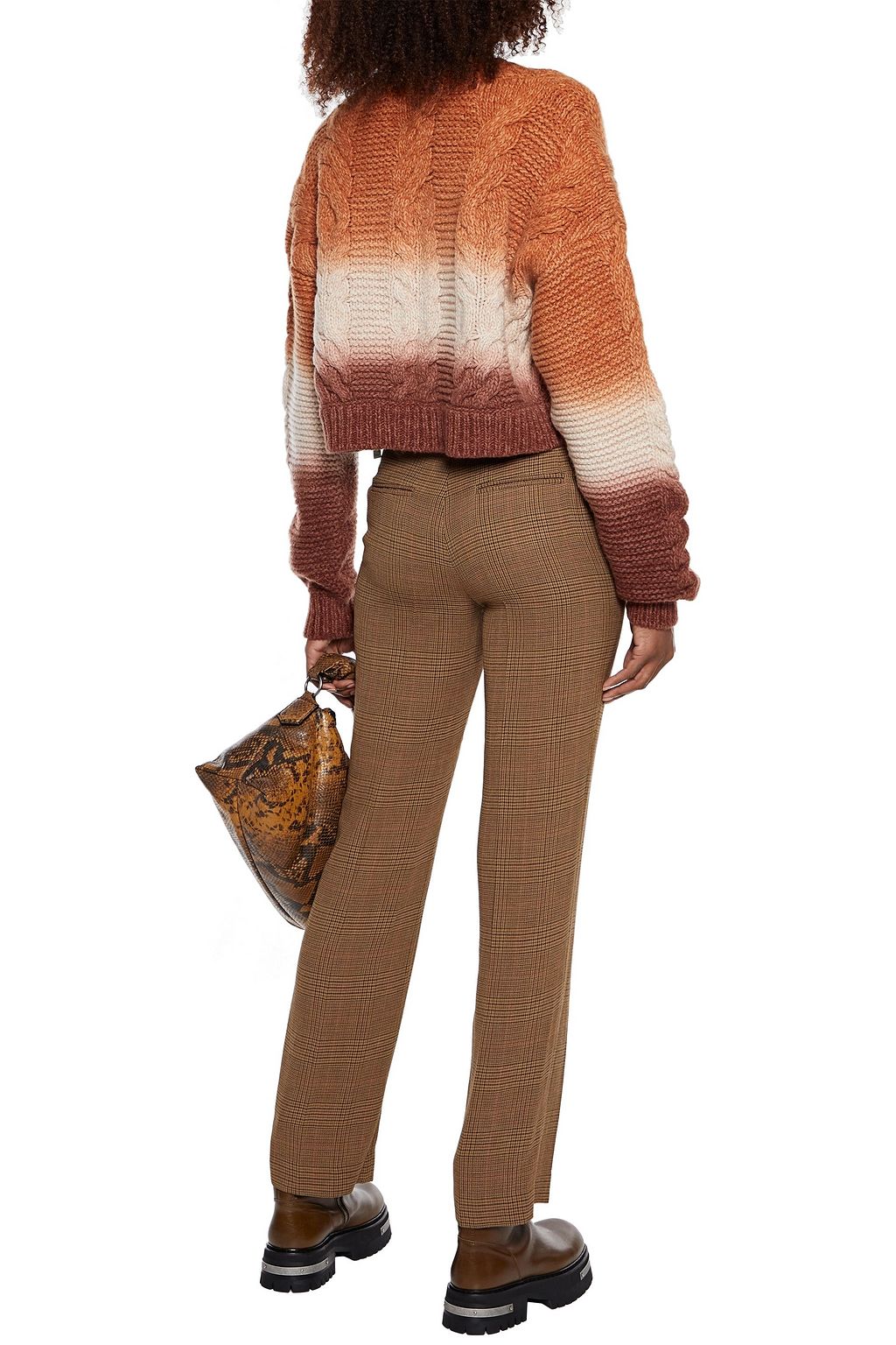 OFF-WHITE™ Cropped dégradé cable-knit wool and cashmere-blend sweater