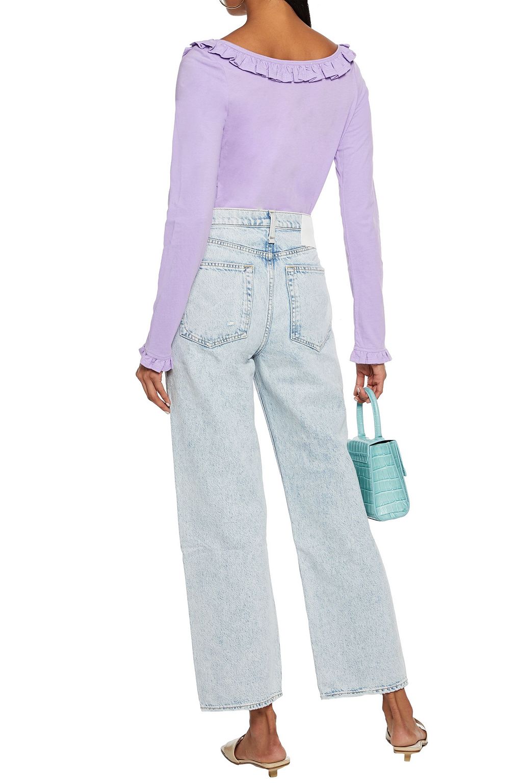 CAROLINE CONSTAS Kenzie ruffle-trimmed cotton-jersey top
