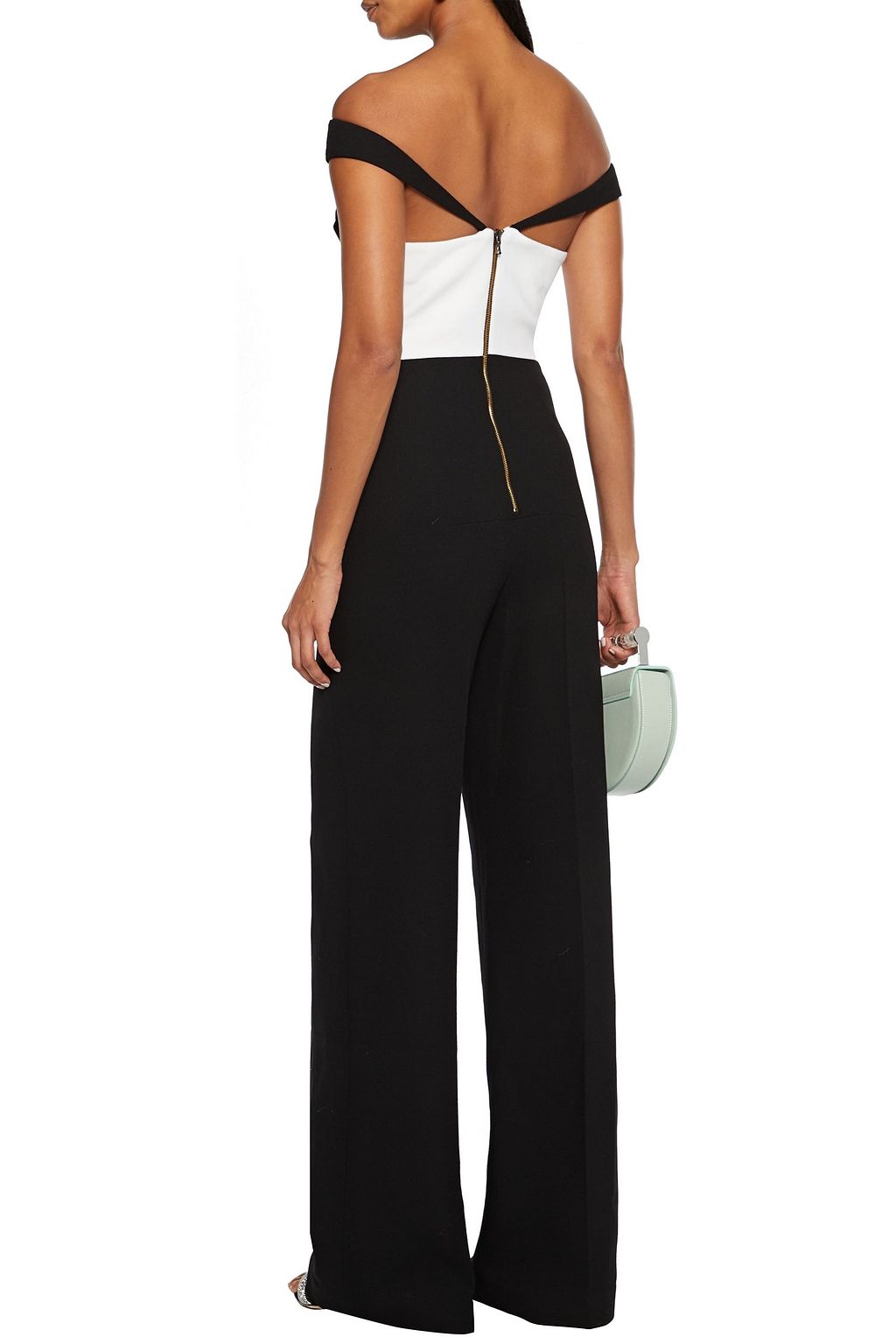 ROLAND MOURET Harran off-the-shoulder pleated wool-crepe jumpsuit