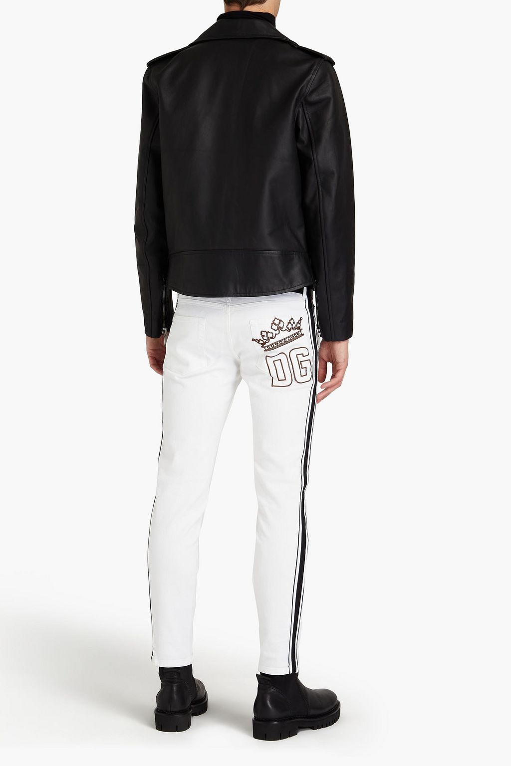 DOLCE&GABBANA Skinny-fit embroidered denim jeans