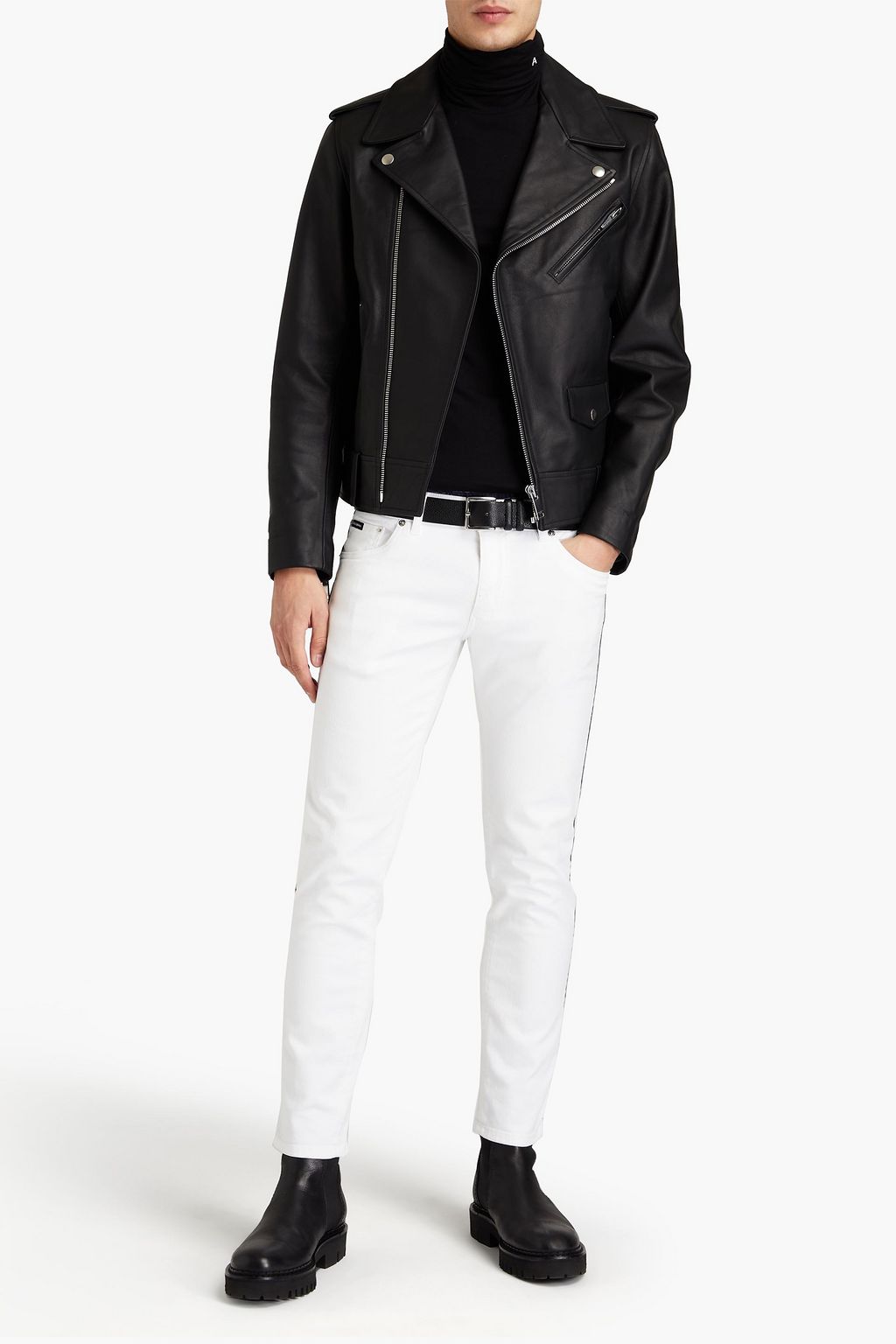 DOLCE&GABBANA Skinny-fit embroidered denim jeans
