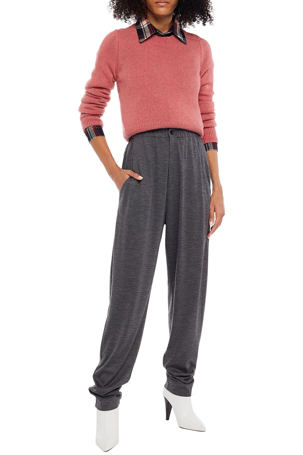 ISABEL MARANT Mélange wool-jersey tapered pants