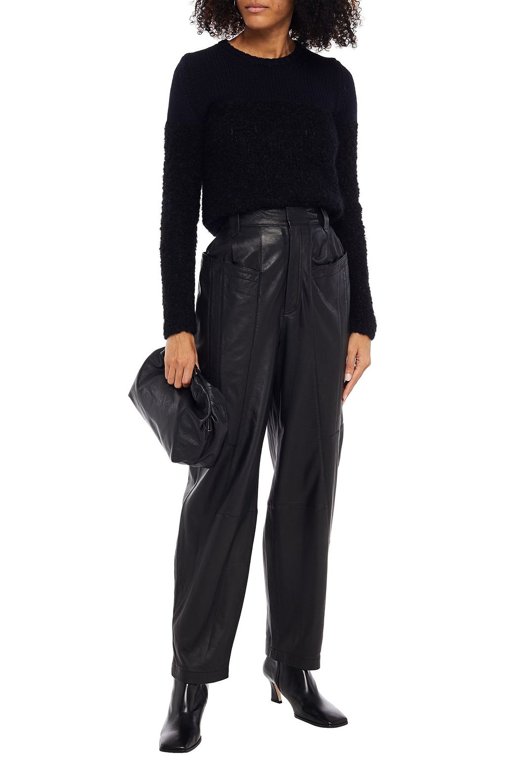 MAJESTIC FILATURES Paneled two-tone merino wool and cashmere-blend bouclé-knit sweater