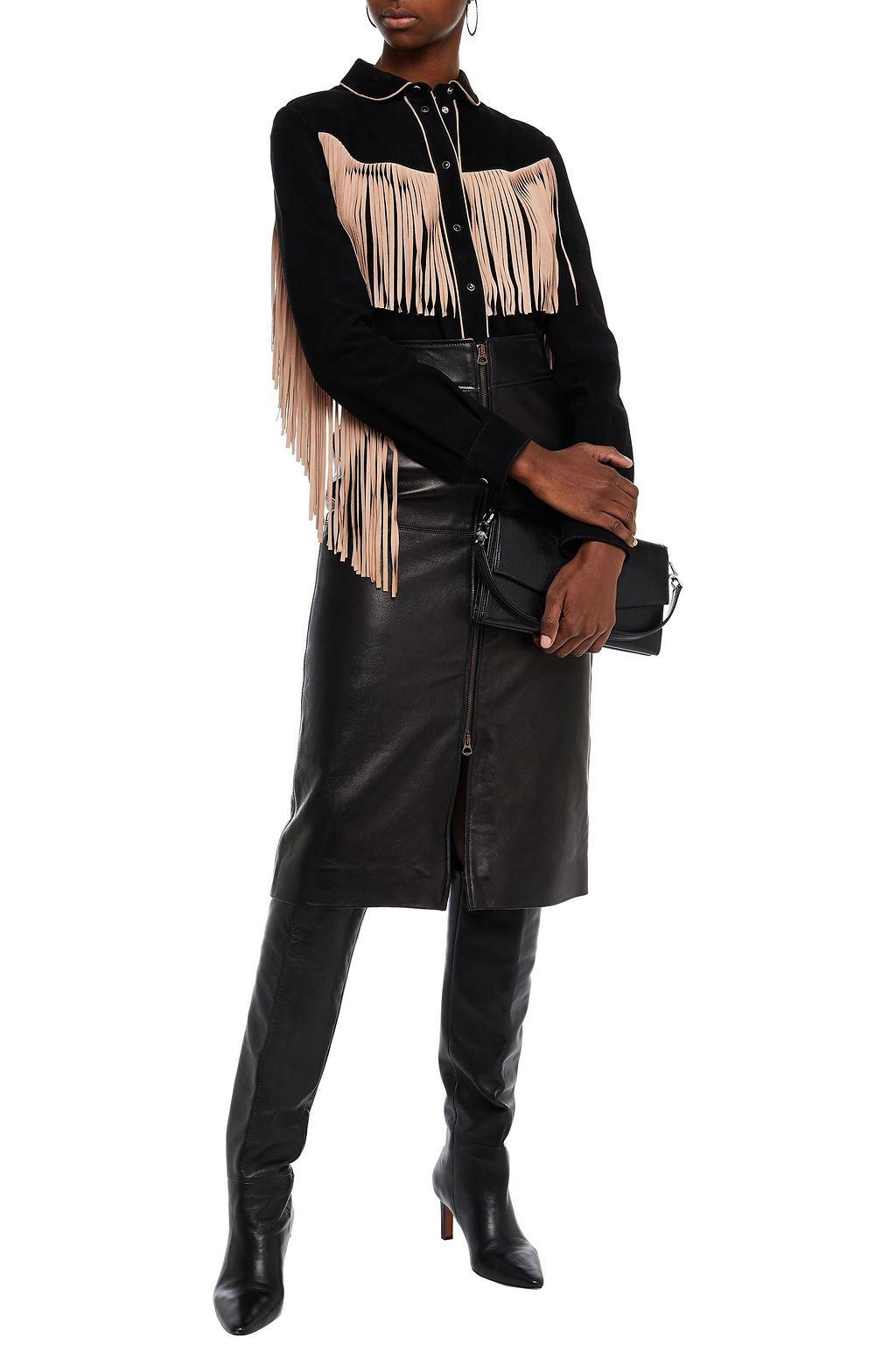 VALENTINO GARAVANI Fringed suede shirt