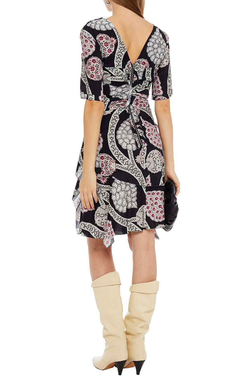 ISABEL MARANT Ruffle-trimmed printed crepe de chine dress