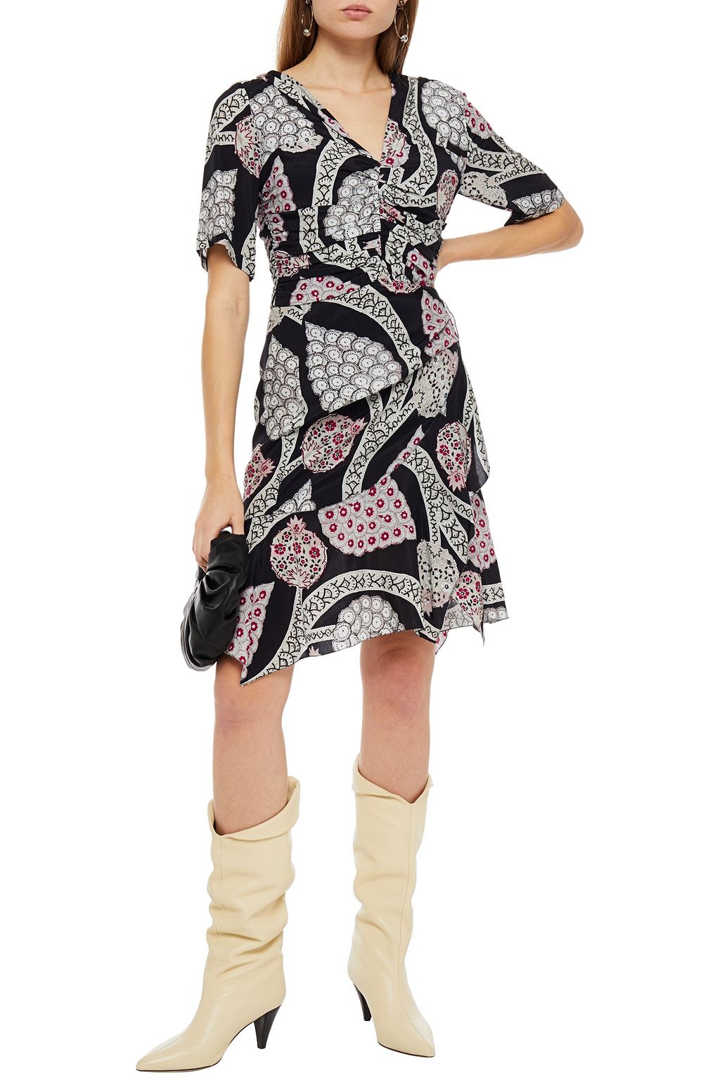 ISABEL MARANT Ruffle-trimmed printed crepe de chine dress
