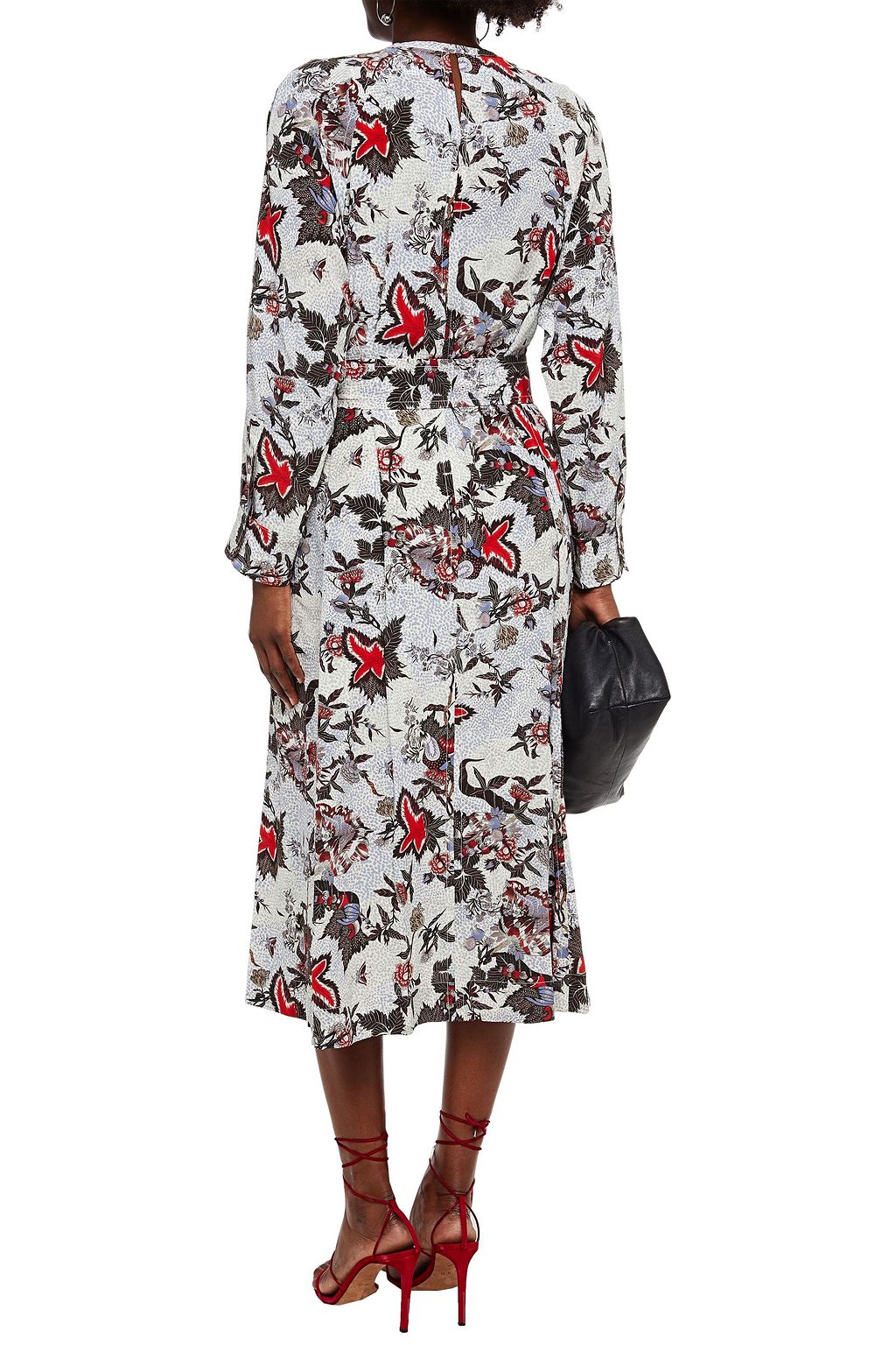 ISABEL MARANT Lympia belted printed silk-blend crepe midi dress