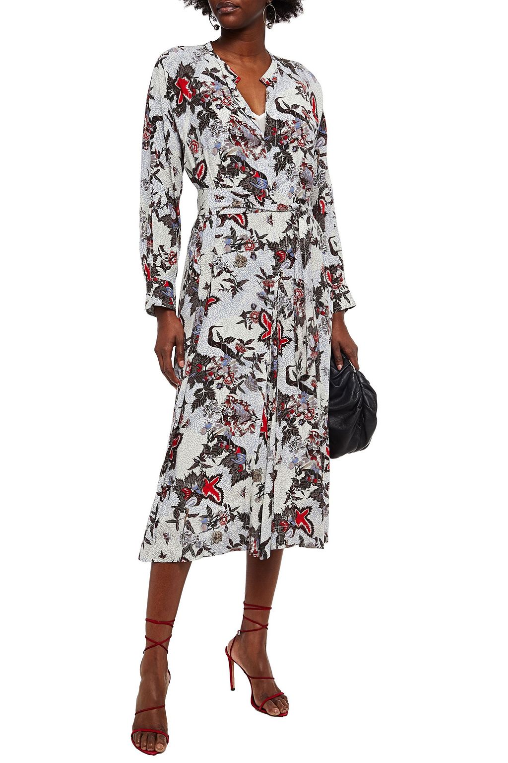 ISABEL MARANT Lympia belted printed silk-blend crepe midi dress