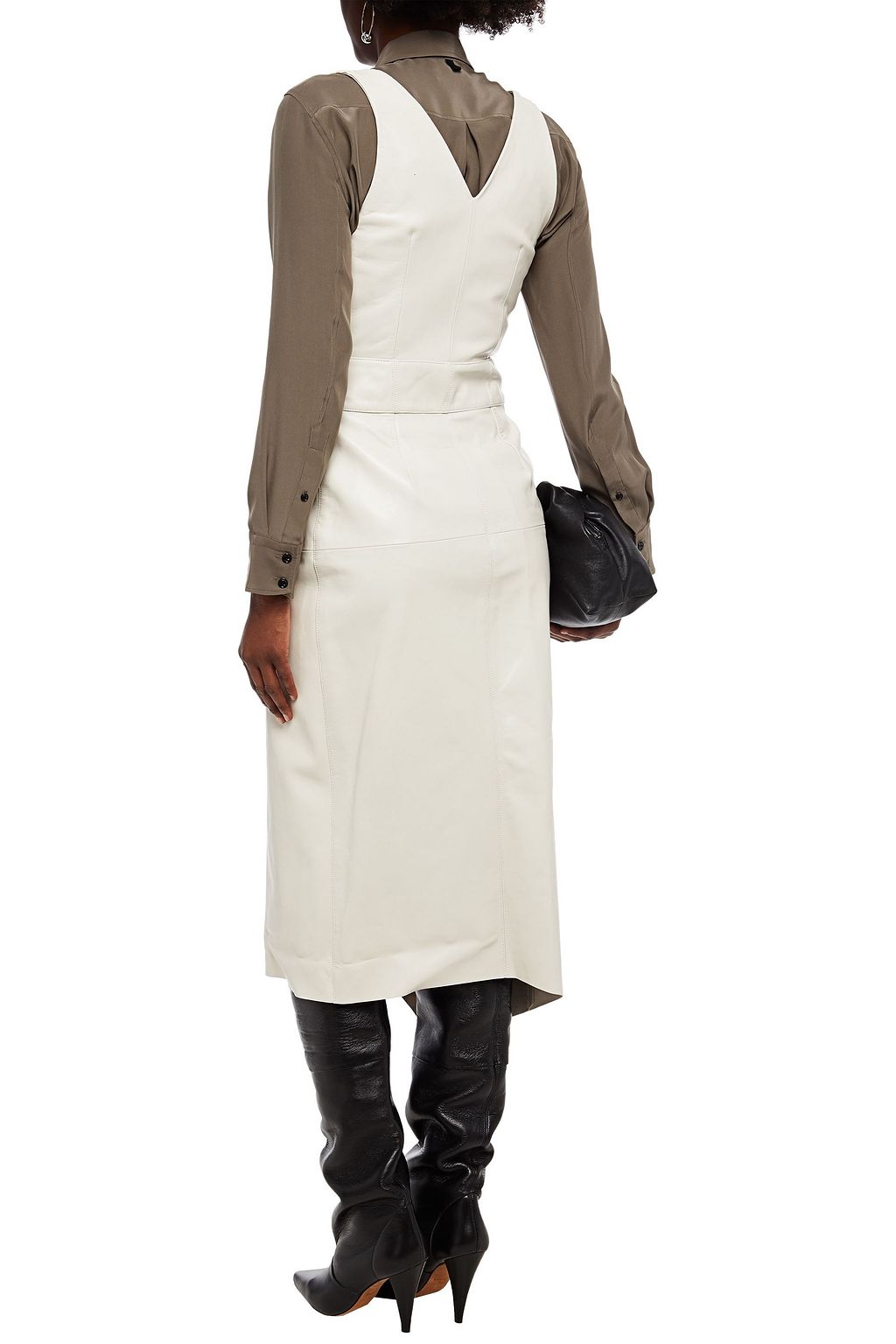 ISABEL MARANT Fanelia asymmetric leather midi wrap dress