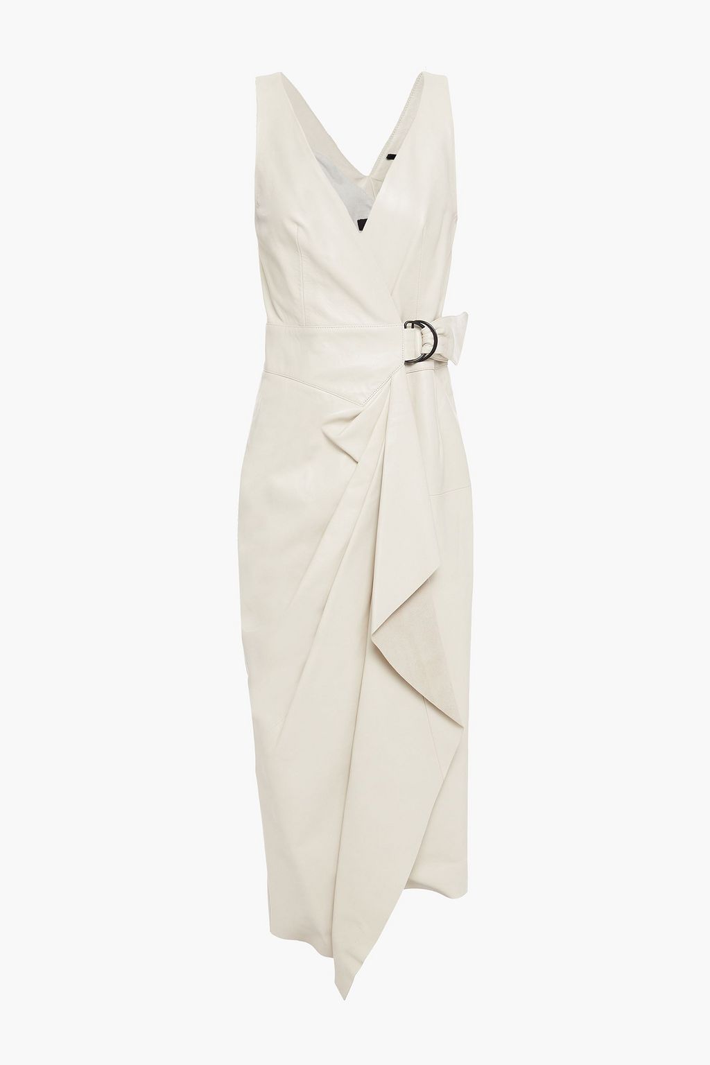 ISABEL MARANT Fanelia asymmetric leather midi wrap dress | THE OUTNET