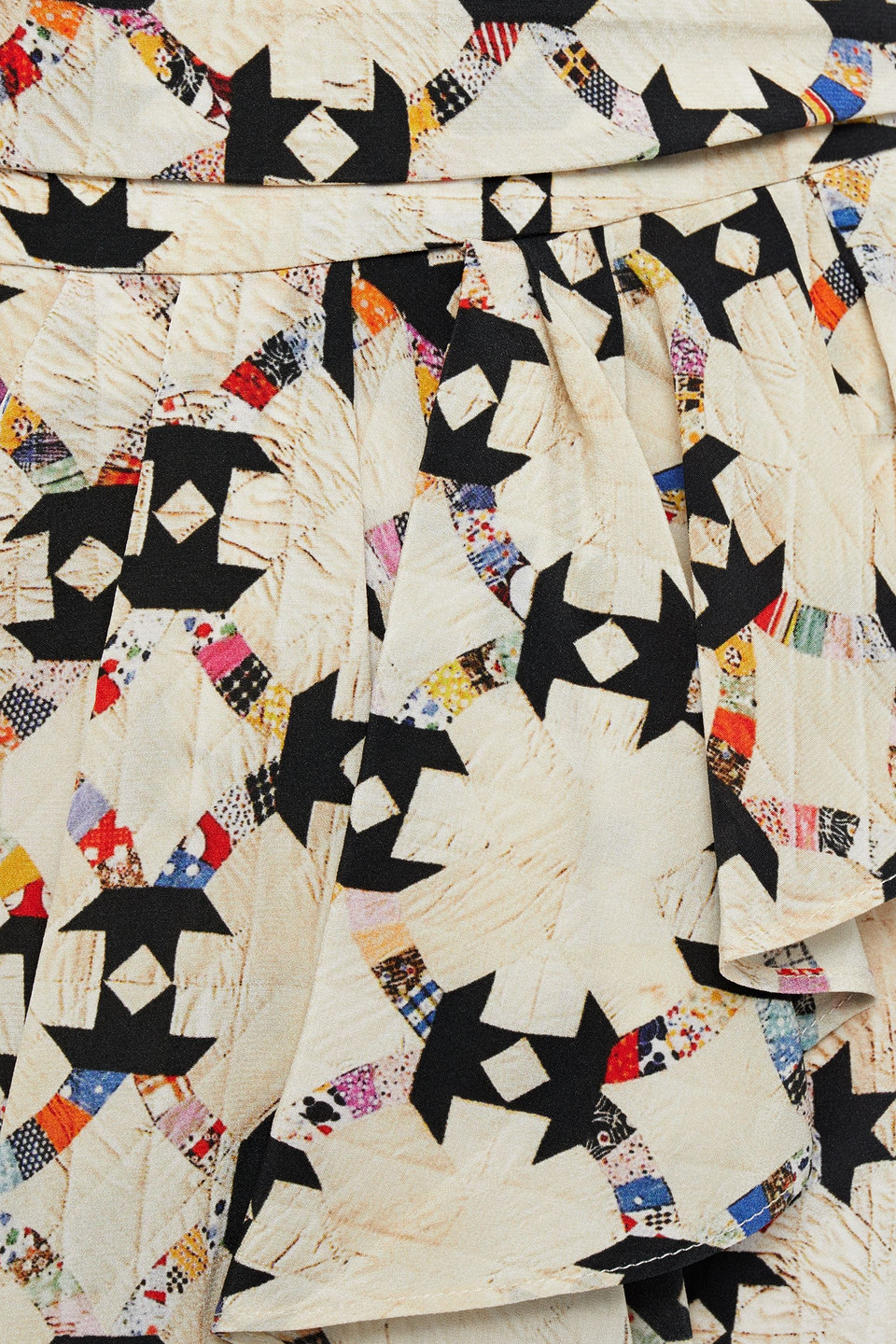 Isabel Marant Wrap-effect Draped Printed Silk-blend Crepe De Chine Mini Skirt In Sand