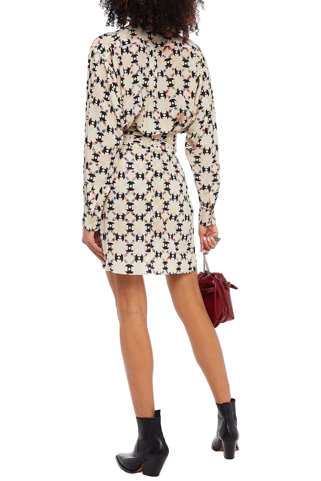ISABEL MARANT Wrap-effect draped printed silk-blend crepe de chine mini skirt