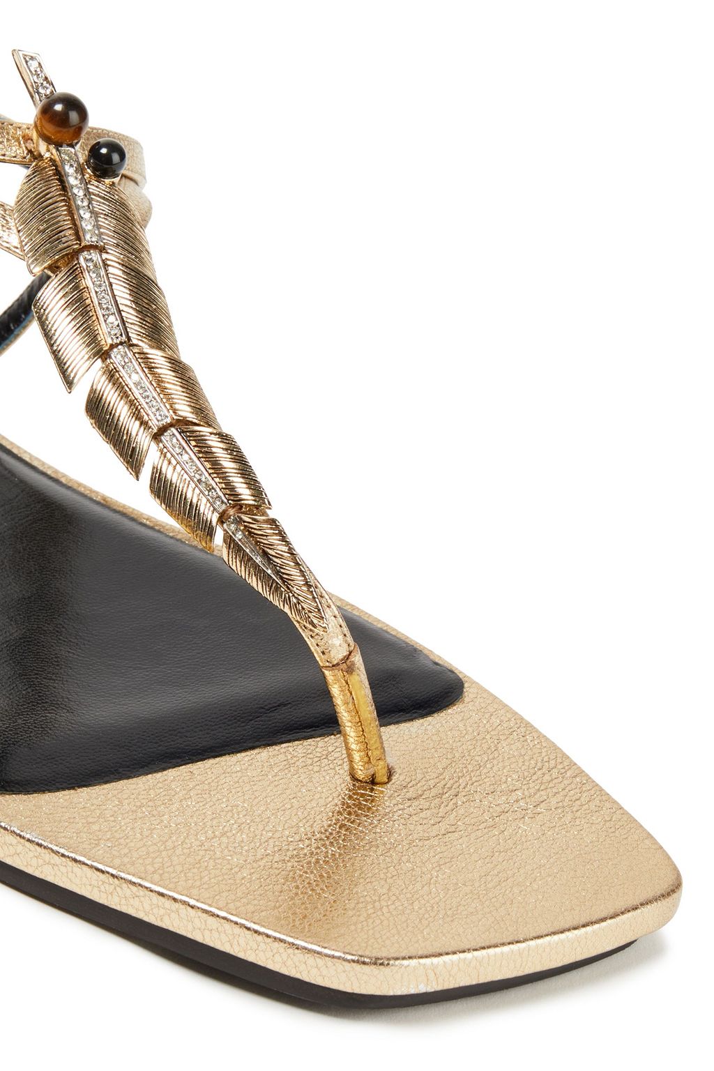 ROBERTO CAVALLI Embellished metallic leather sandals