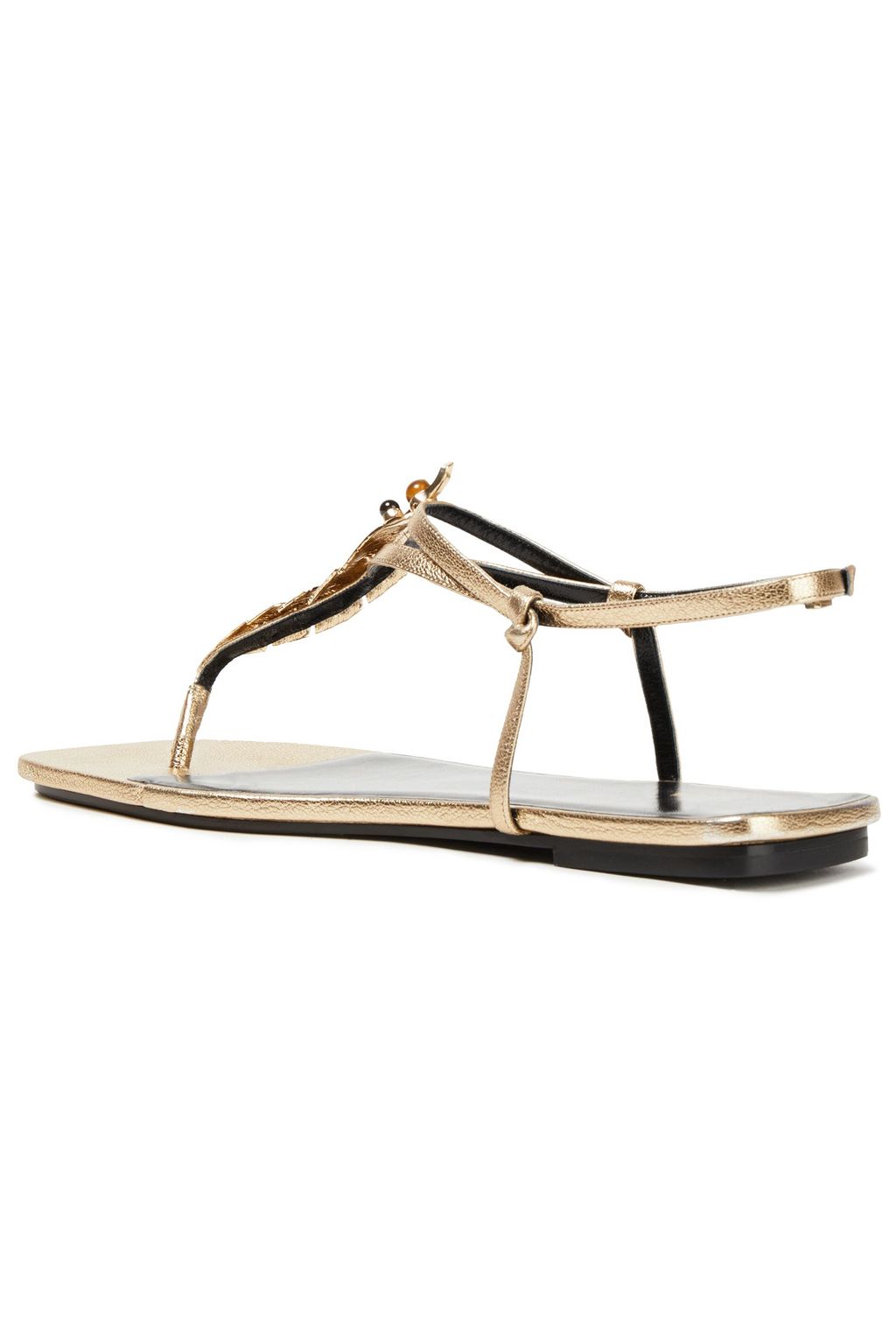 ROBERTO CAVALLI Embellished metallic leather sandals