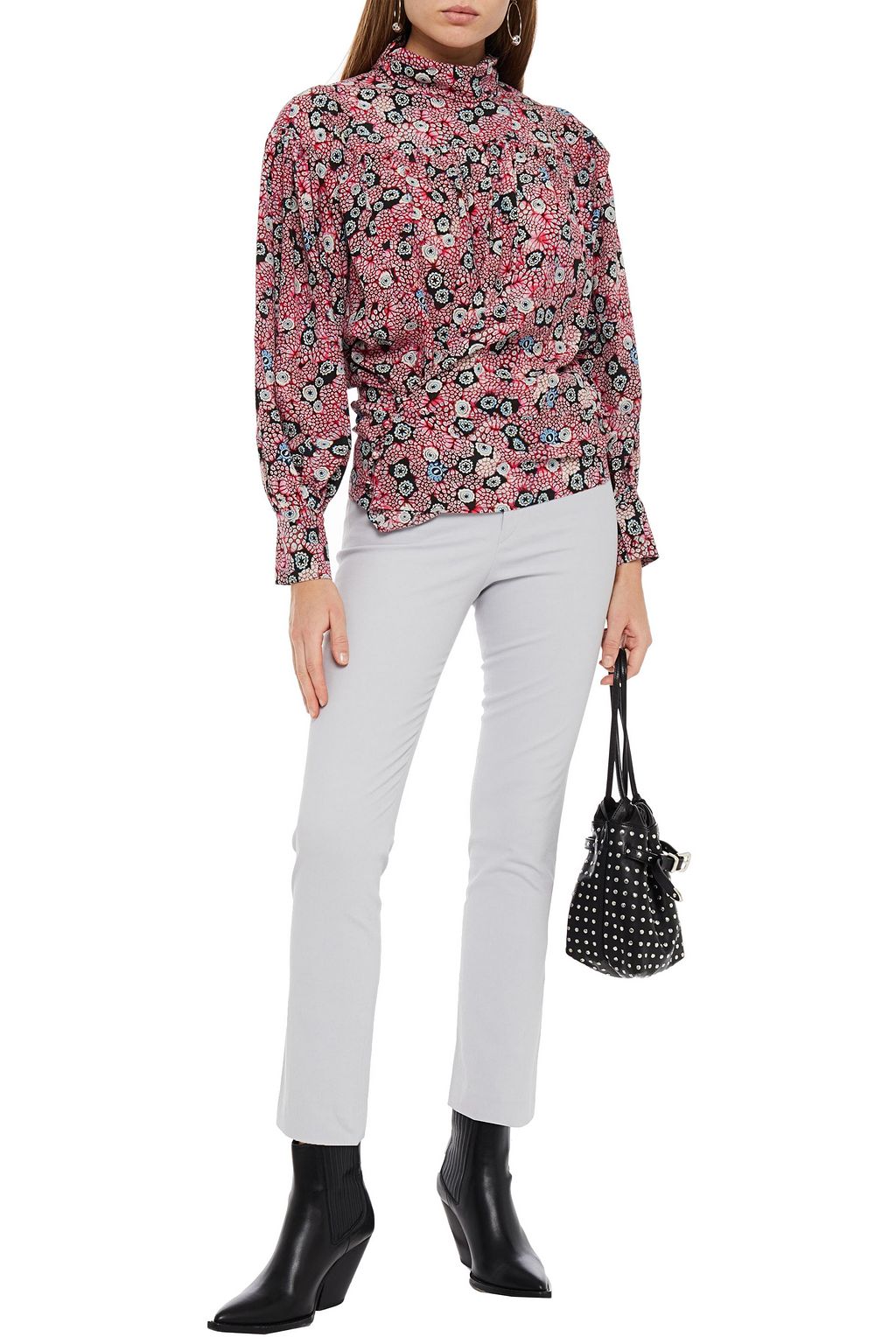 ISABEL MARANT Gathered printed silk crepe de chine blouse