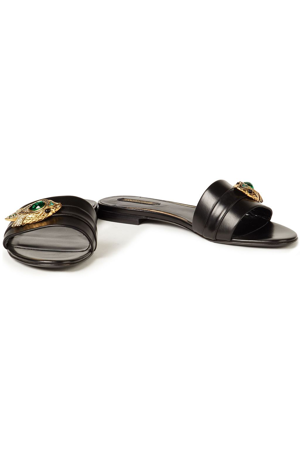 ROBERTO CAVALLI Embellished leather slides