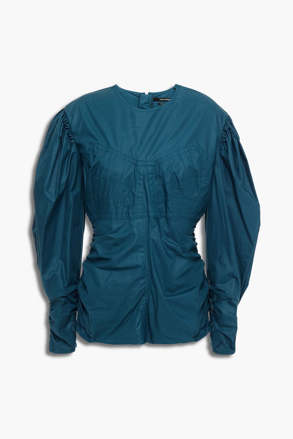 Petrol Maya ruched cotton-poplin top 