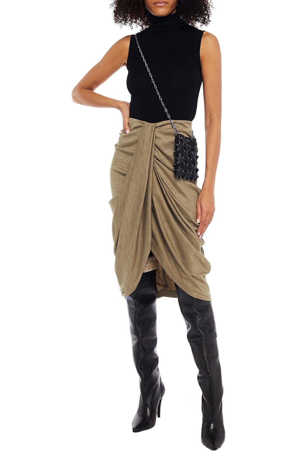 ISABEL MARANT Datisca draped wool-jersey midi skirt