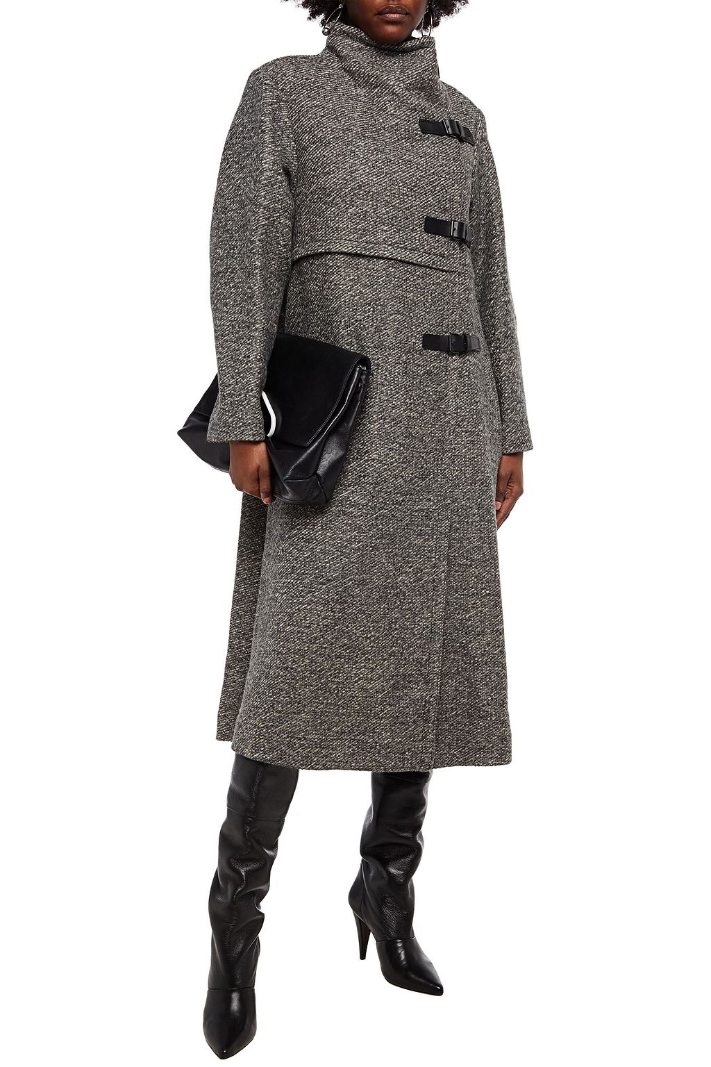 ISABEL MARANT Mantel aus Filz aus einer Wollmischung mit Lederbesatz
