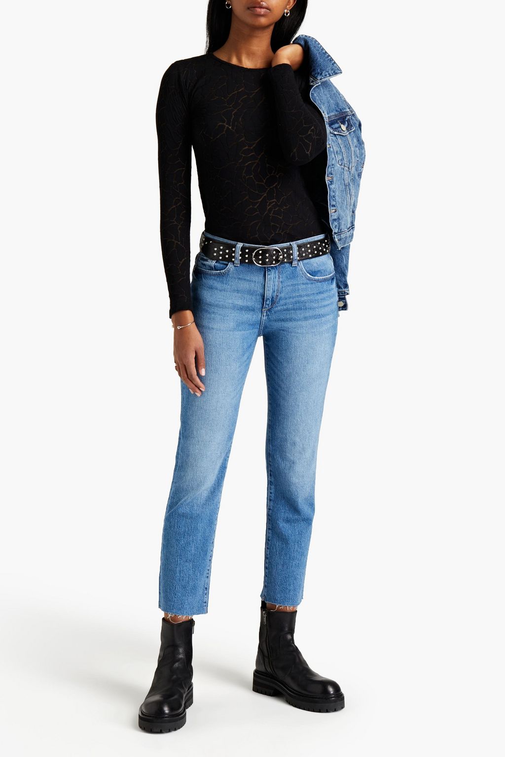MAJESTIC FILATURES Burnout-effect cotton-blend jersey top