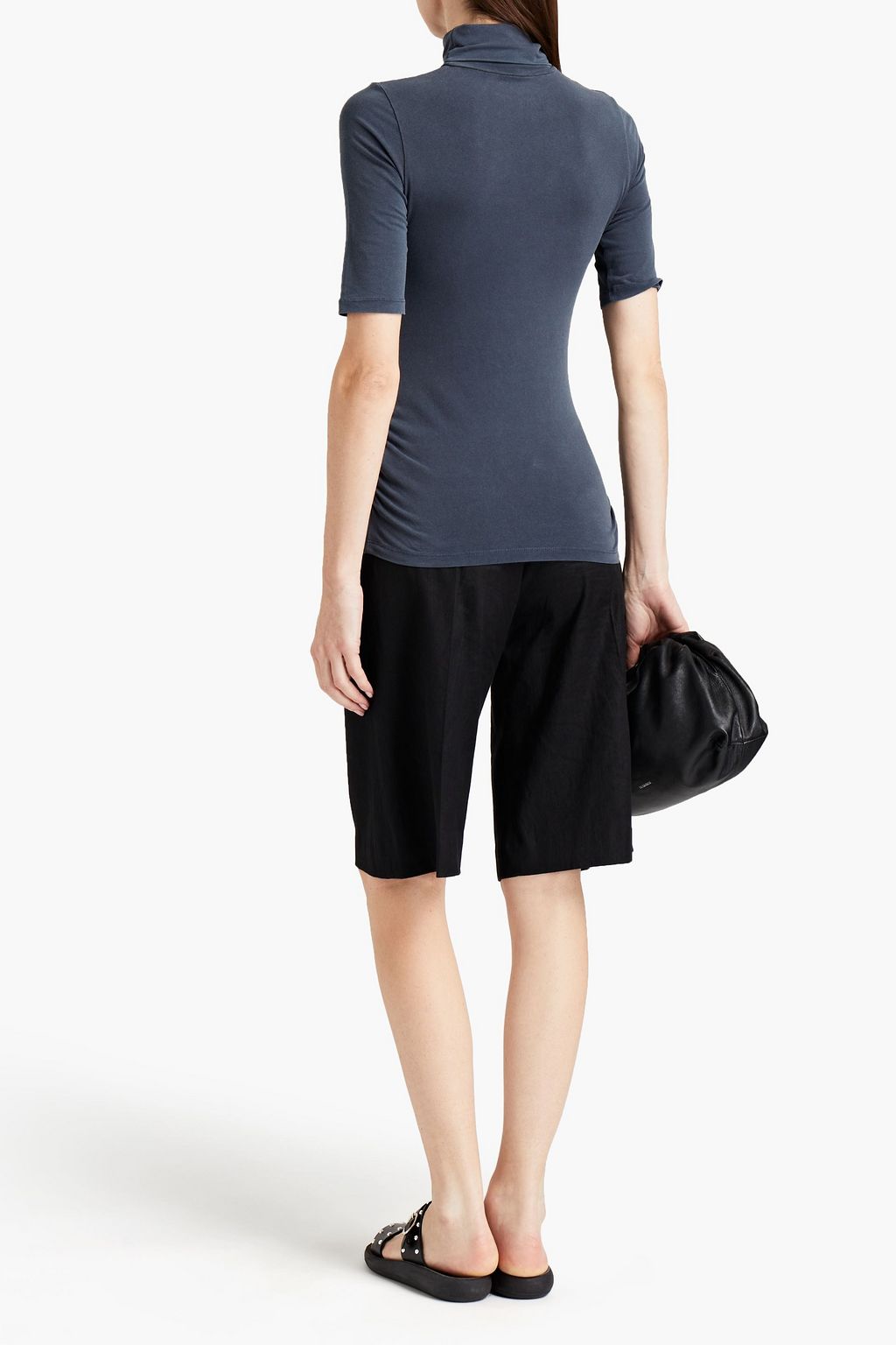 MAJESTIC FILATURES Ruched stretch-cotton jersey turtleneck top