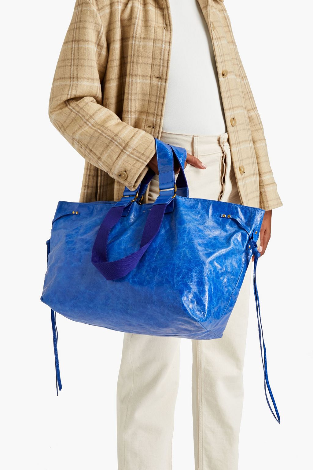 ISABEL MARANT Crinkled glossed-leather tote
