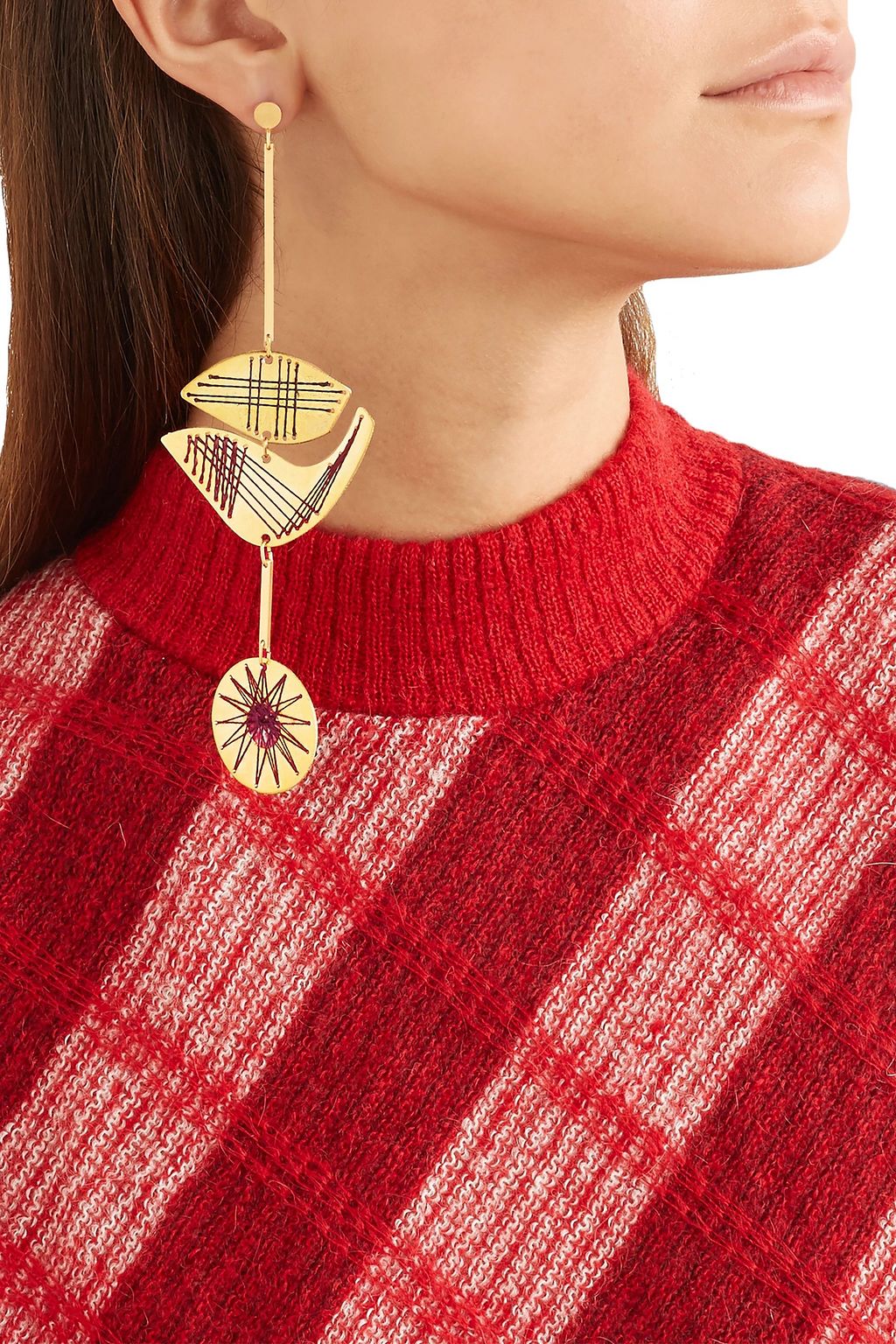 ROKSANDA Embroidered gold-plated earring