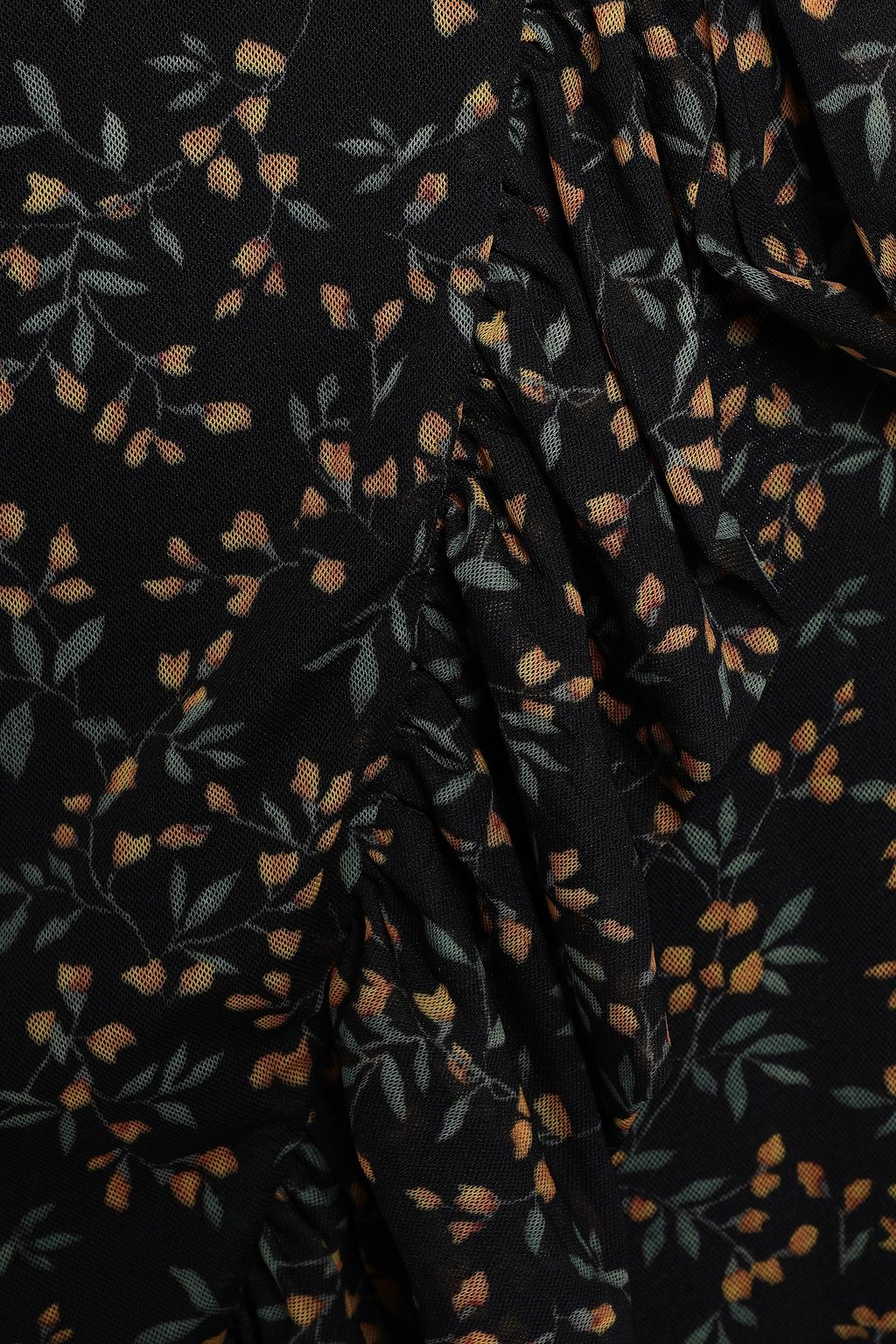 GANNI Floral-print mesh mini wrap dress
