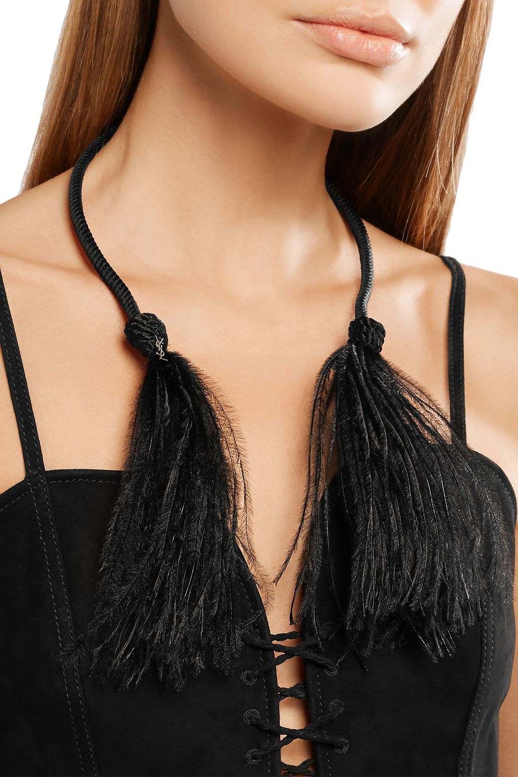 SAINT LAURENT Feather and cord choker