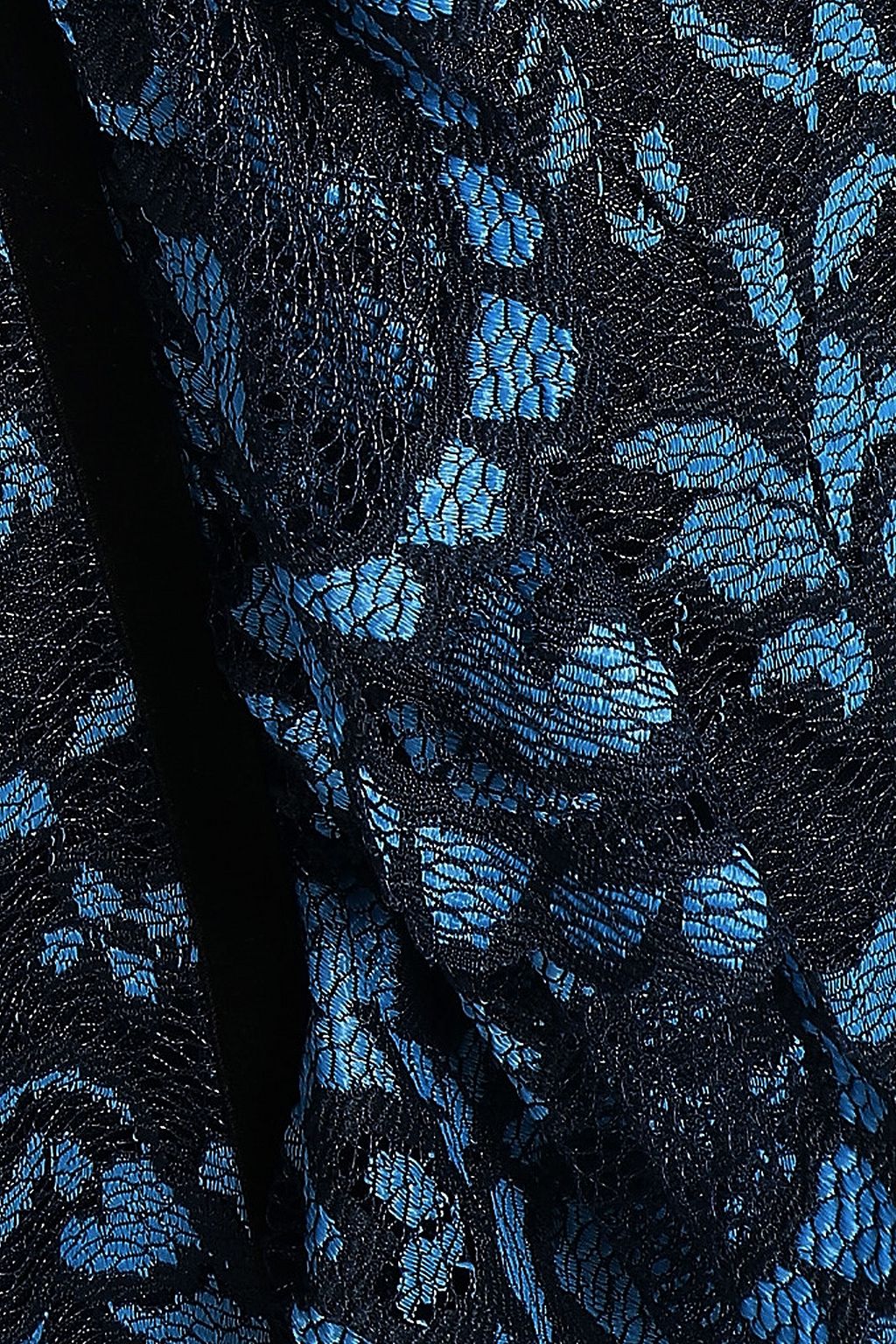 GANNI Flynn ruffled velvet-trimmed lace maxi skirt