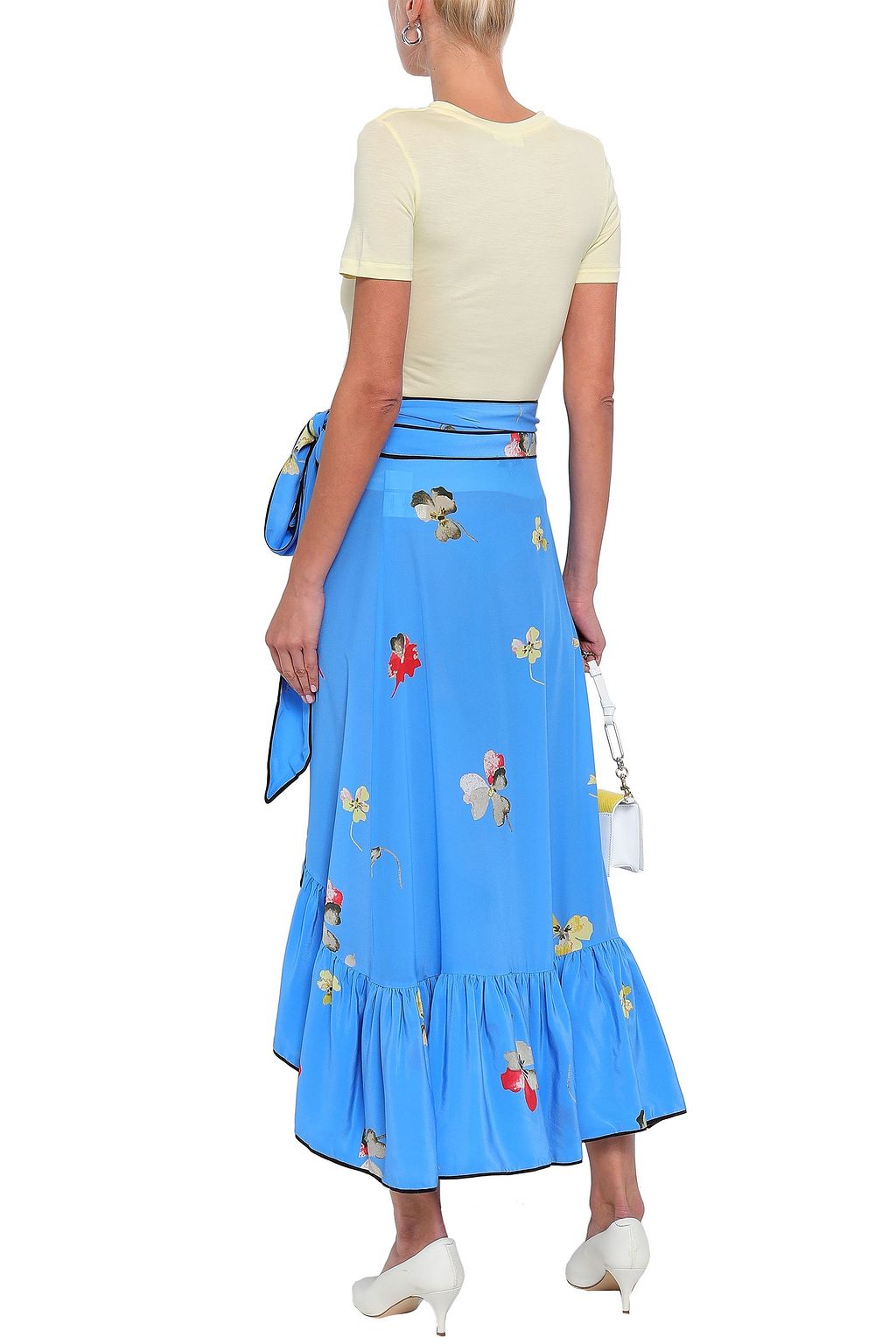 GANNI Floral-print silk crepe de chine midi wrap skirt