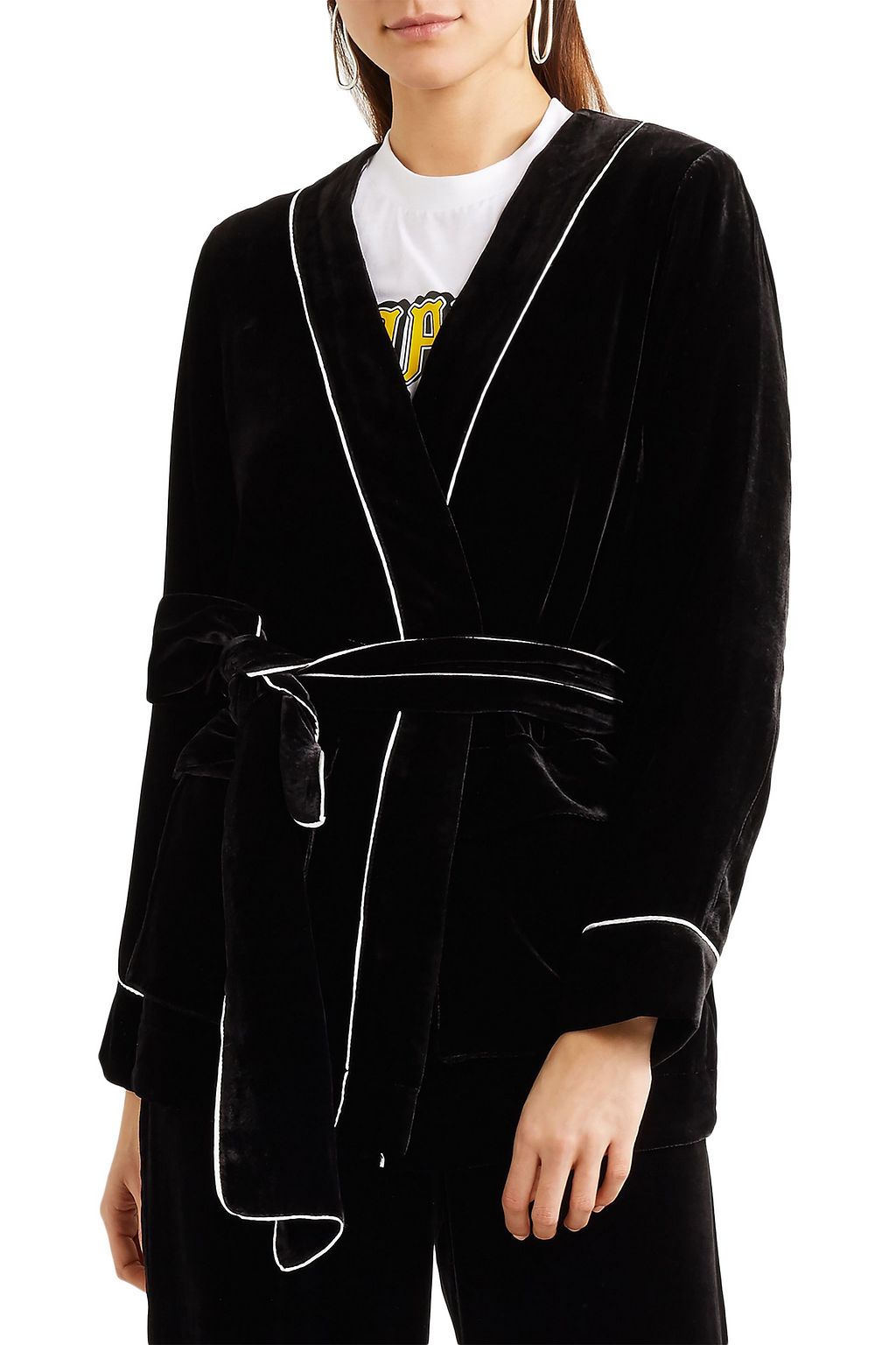 GANNI Belted chenille robe