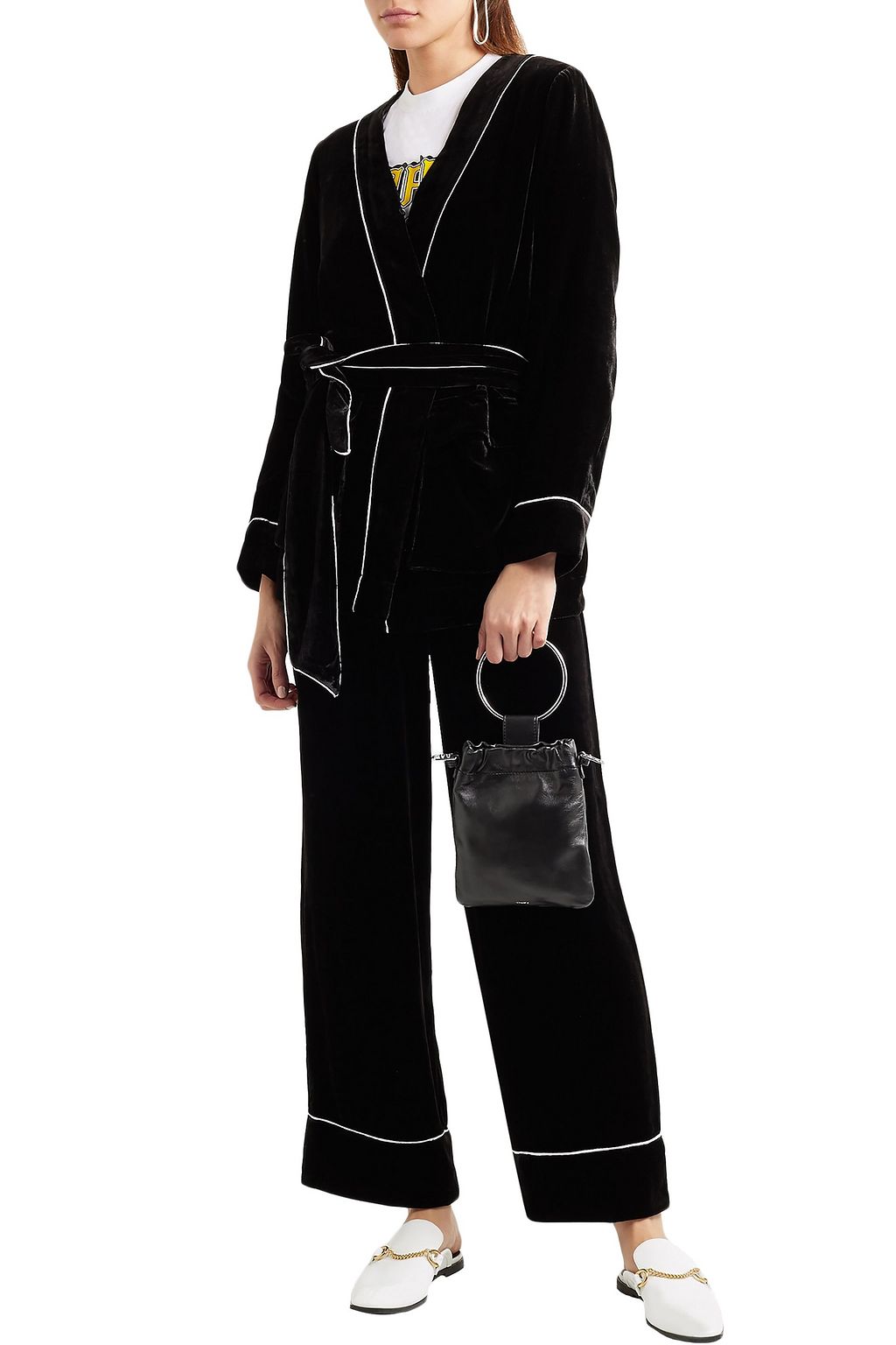 GANNI Belted chenille robe