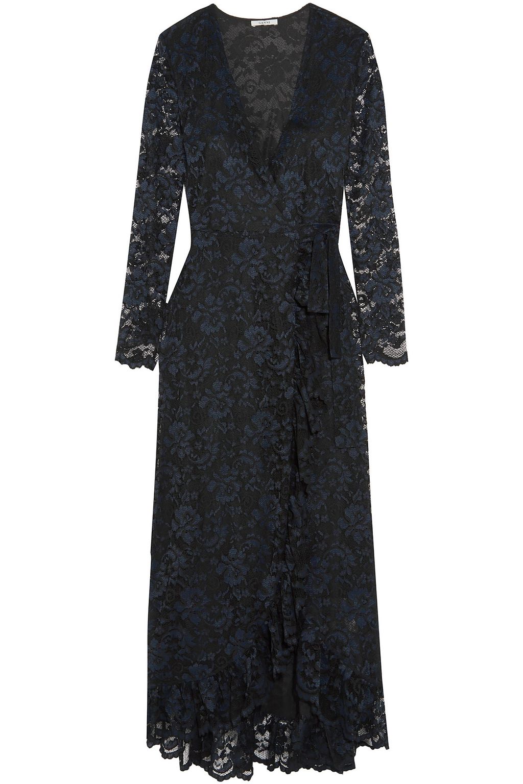 ganni flynn lace maxi dress