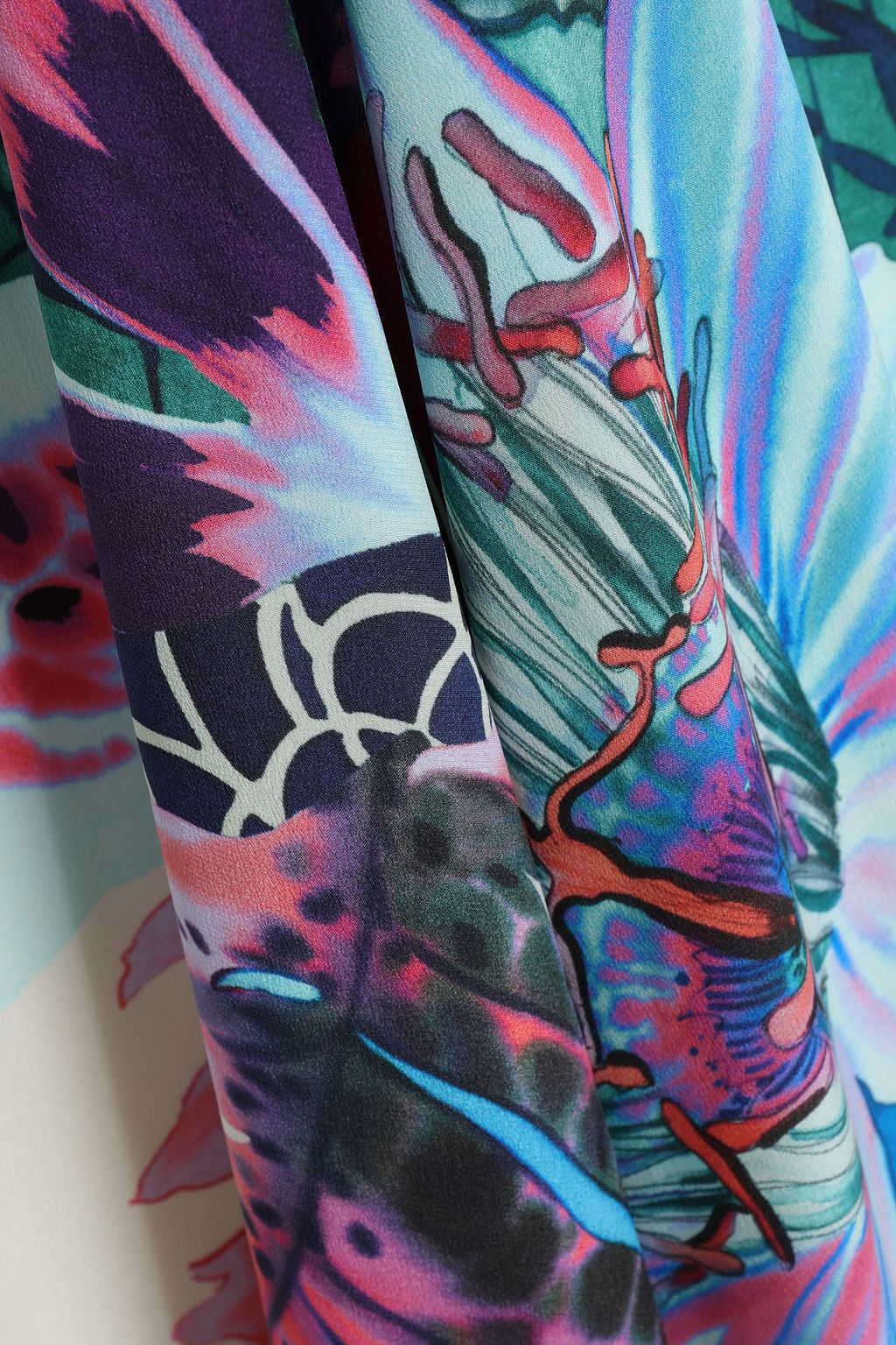 ROBERTO CAVALLI Gathered printed silk crepe de chine gown