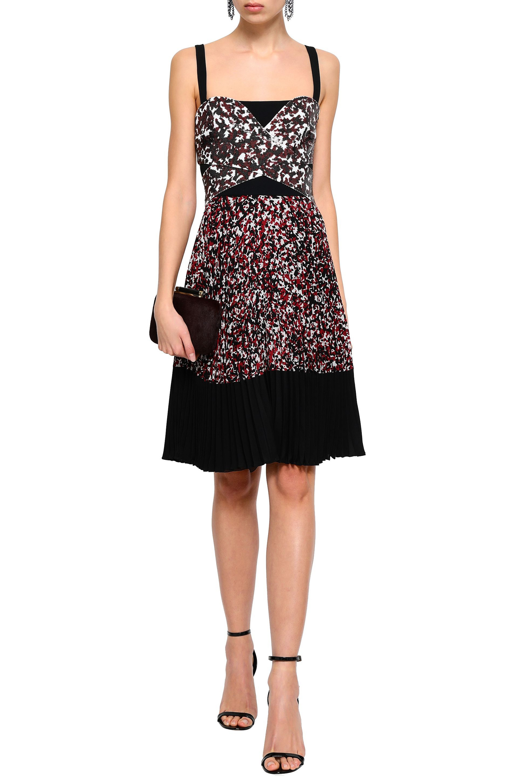 ROBERTO CAVALLI Sequined printed silk crepe de chine dress