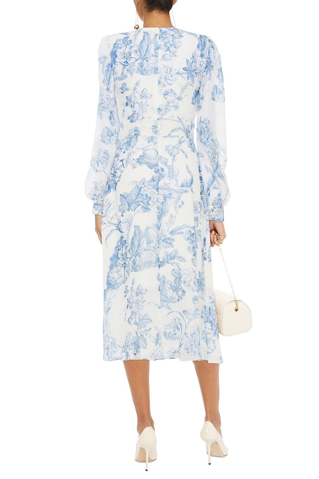 OSCAR DE LA RENTA Floral-print silk-chiffon midi dress