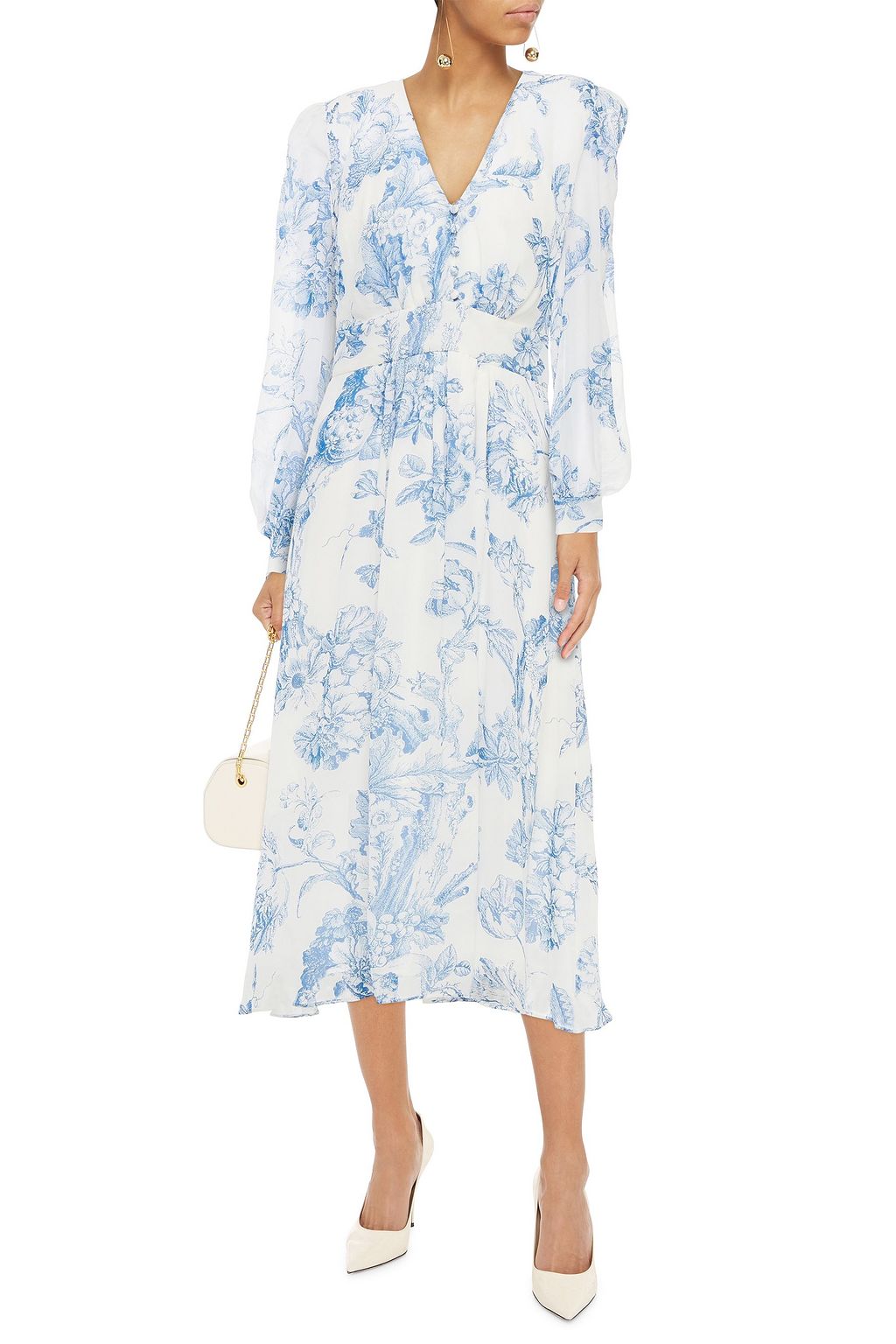 OSCAR DE LA RENTA Floral-print silk-chiffon midi dress