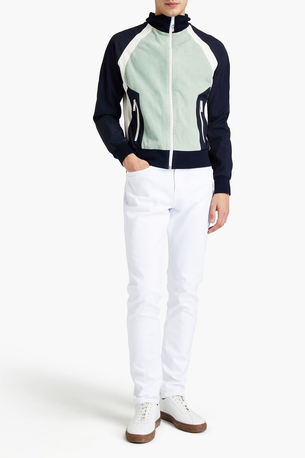 ARMY BY YVES SALOMON Perforated shell-paneled suede track jacket