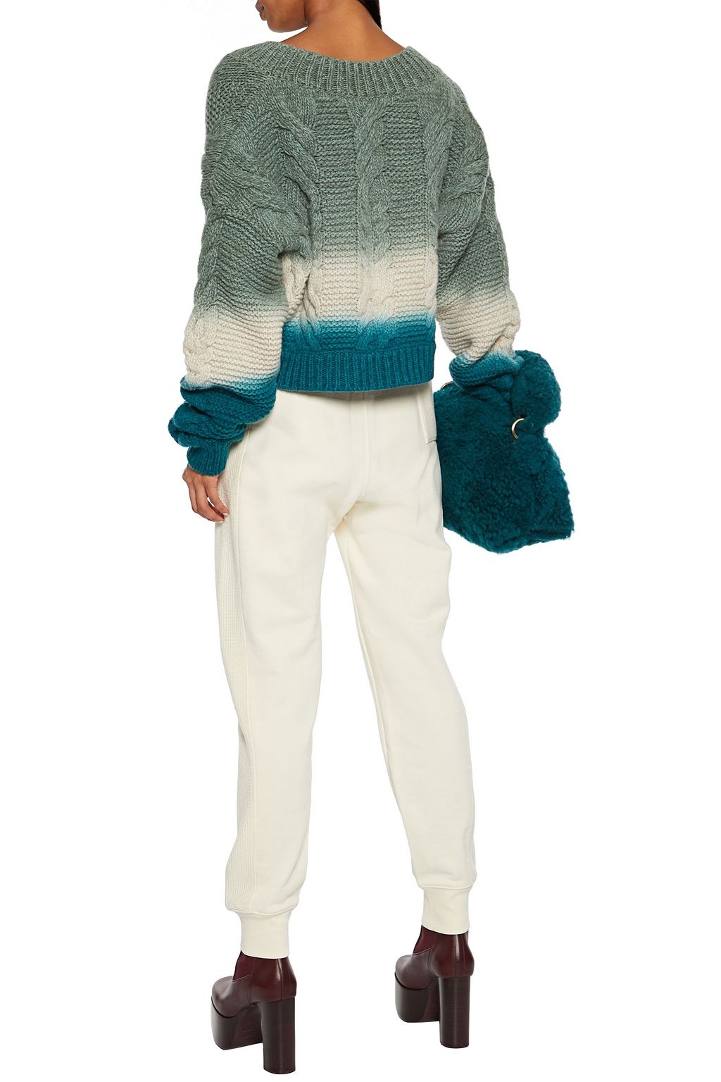 OFF-WHITE™ Cropped dégradé cable-knit wool and cashmere-blend sweater
