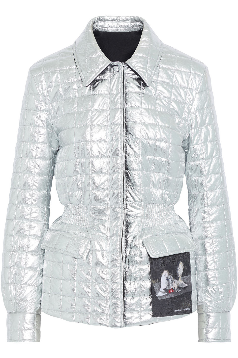off-white - appliquéd metallic quilted cotton-blend jacket - metallic - it 40