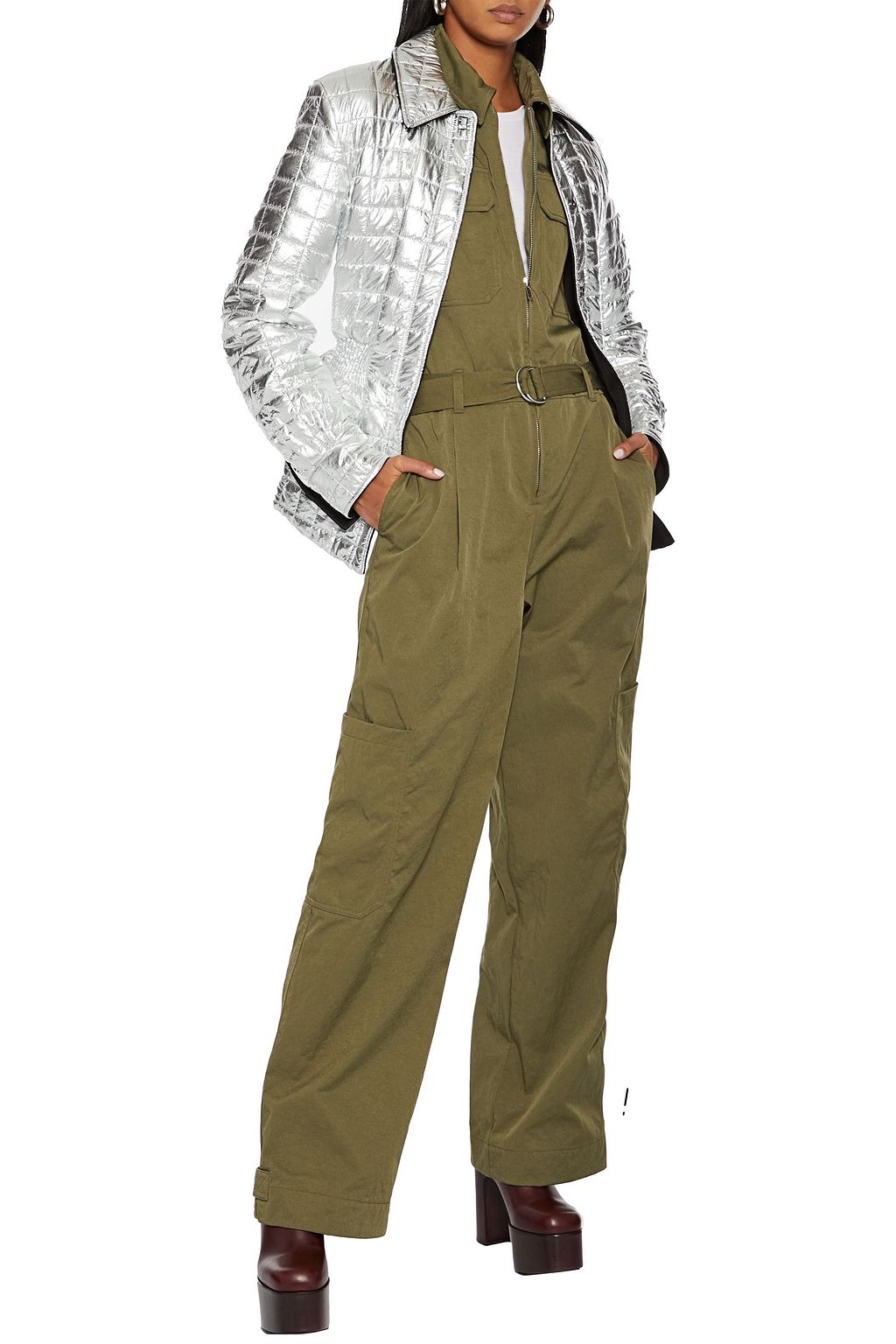 OFF-WHITE™ Appliquéd quilted metallic cotton-blend jacket