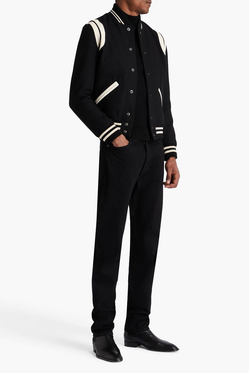 SAINT LAURENT Wool-blend tweed bomber jacket